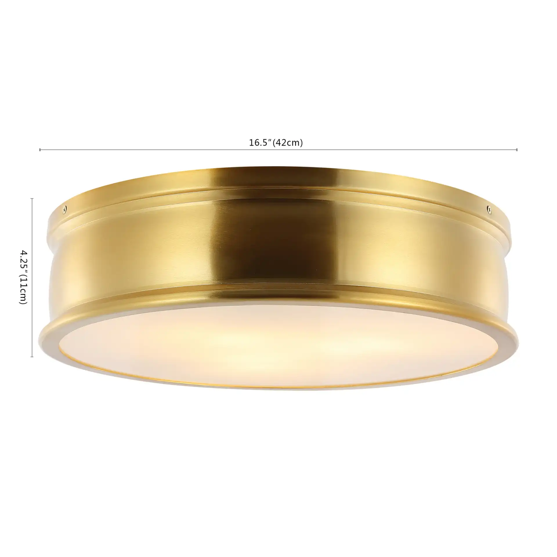 Adria Three-Light Flush Mount in Brass, detail view
