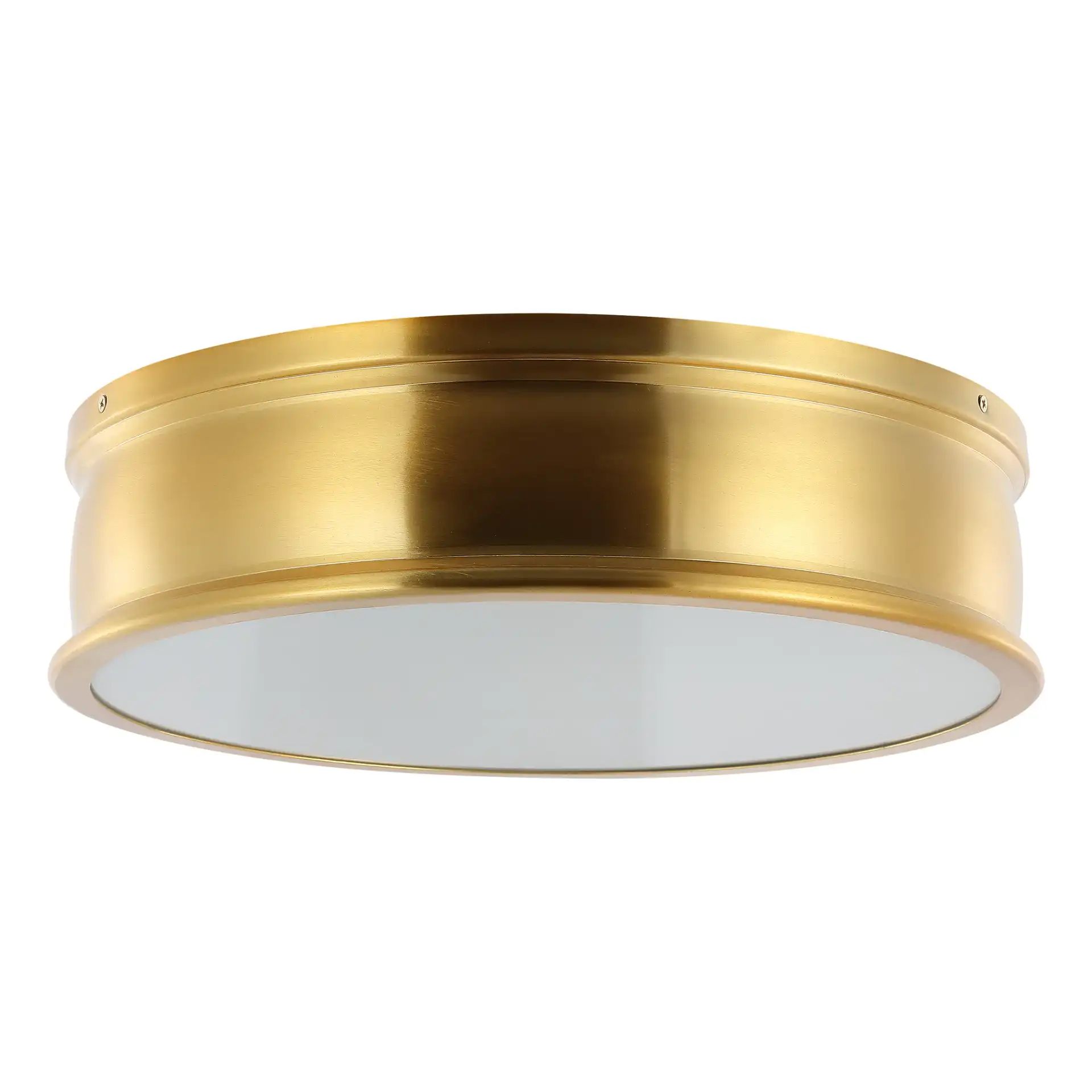 Adria Three-Light Flush Mount in Brass, detail view