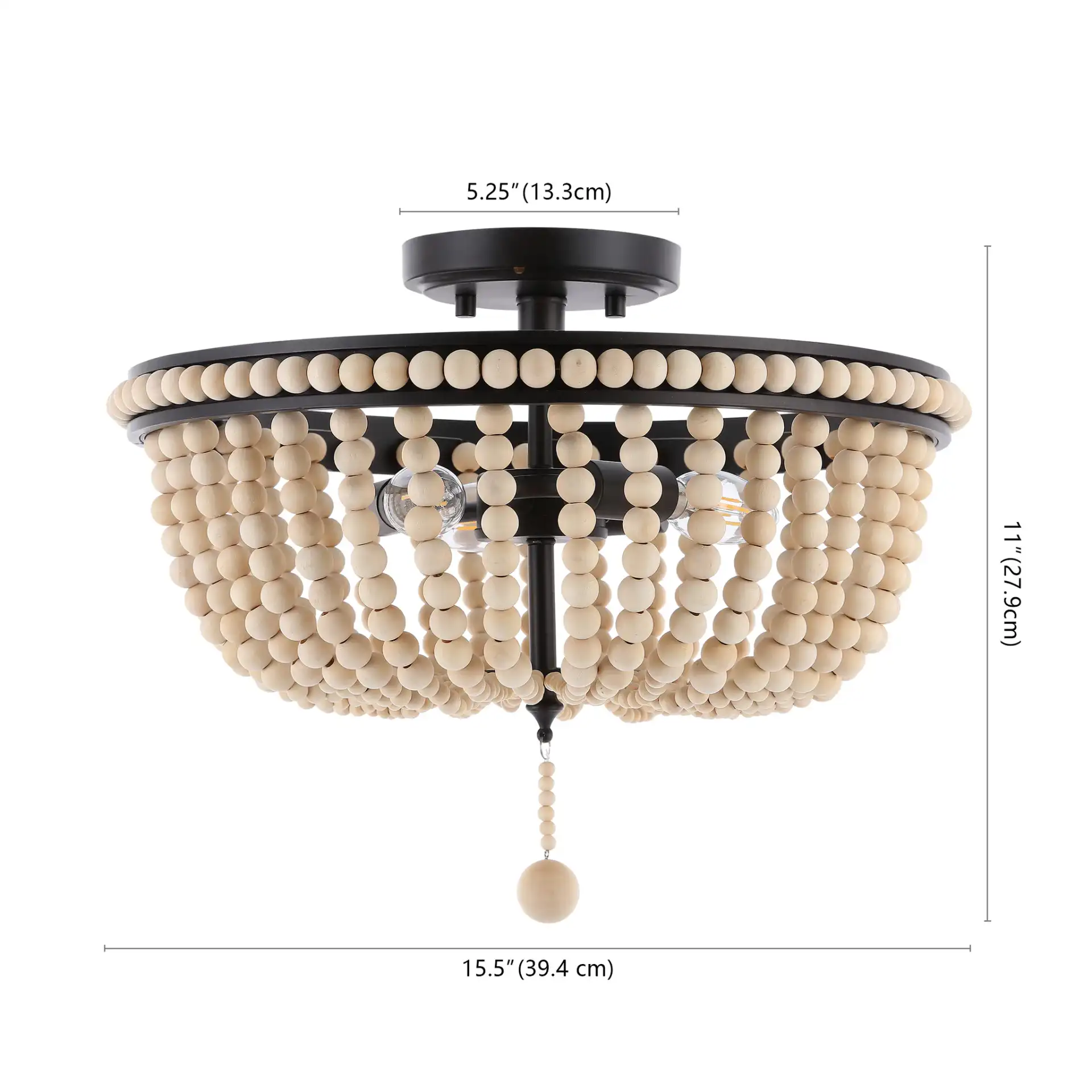 Cascina Three-Light Flush Mount in Natural / Bronze, detail view