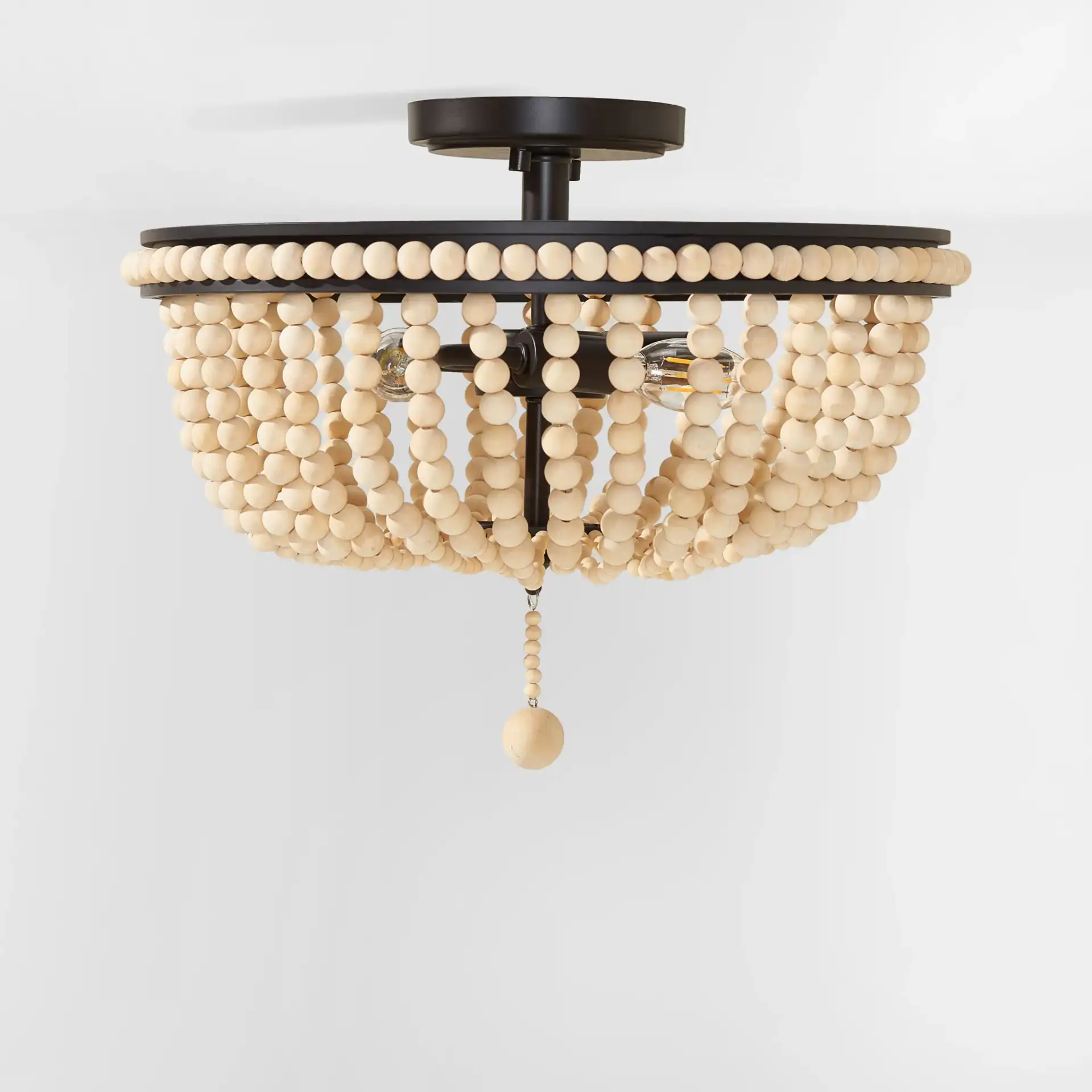 Cascina Three-Light Flush Mount in Natural / Bronze, detail view