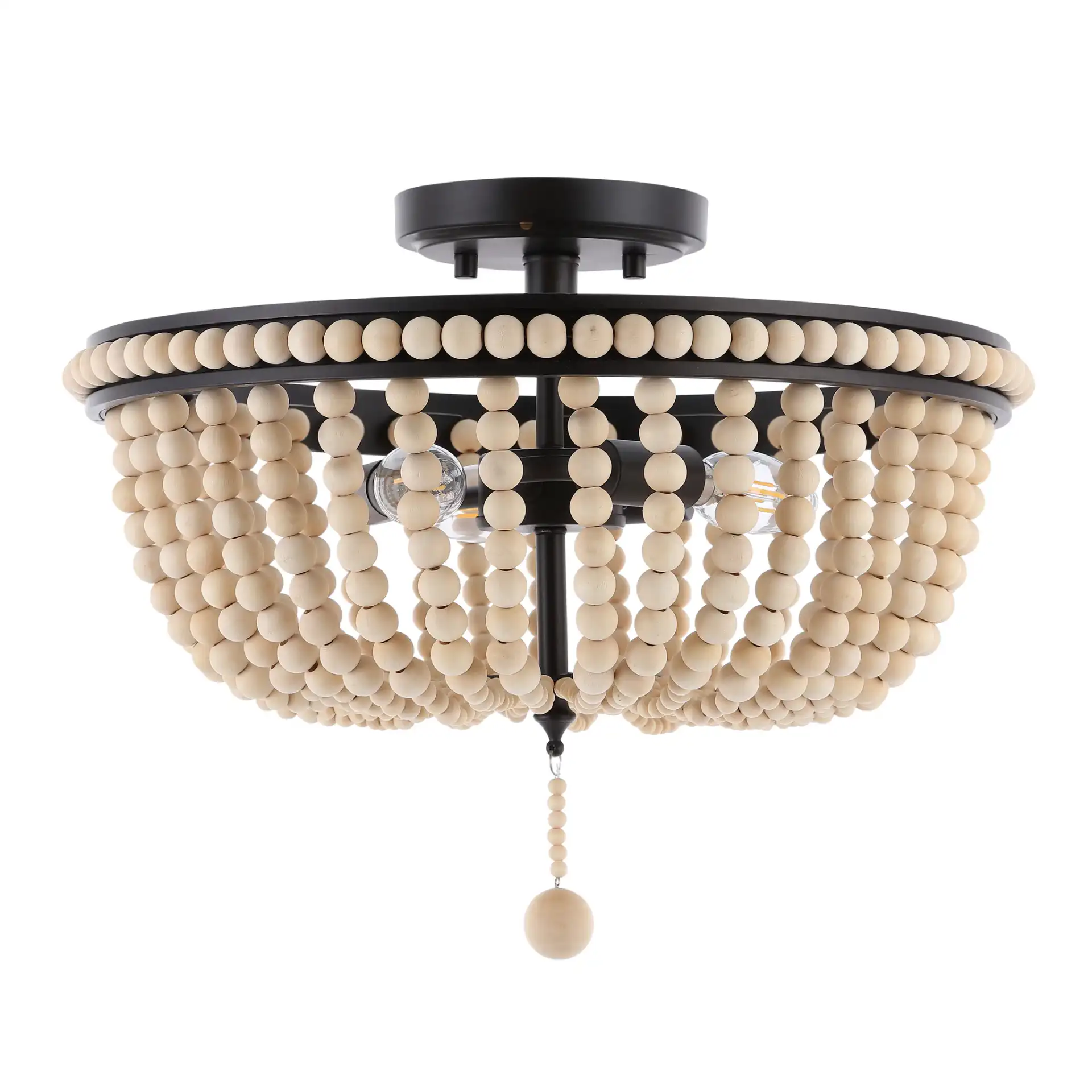 Cascina Three-Light Flush Mount in Natural / Bronze, detail view