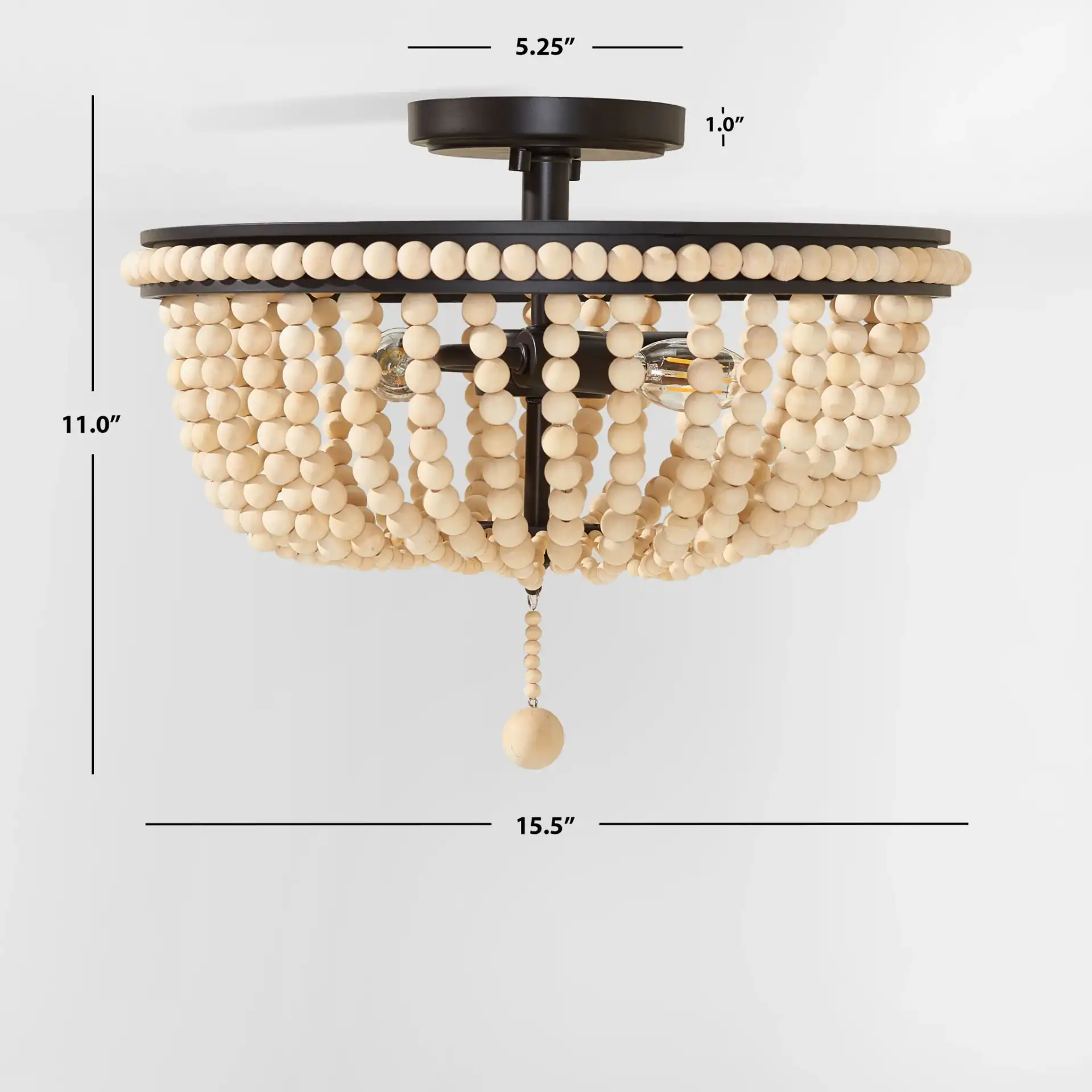 Cascina Three-Light Flush Mount in Natural / Bronze, detail view