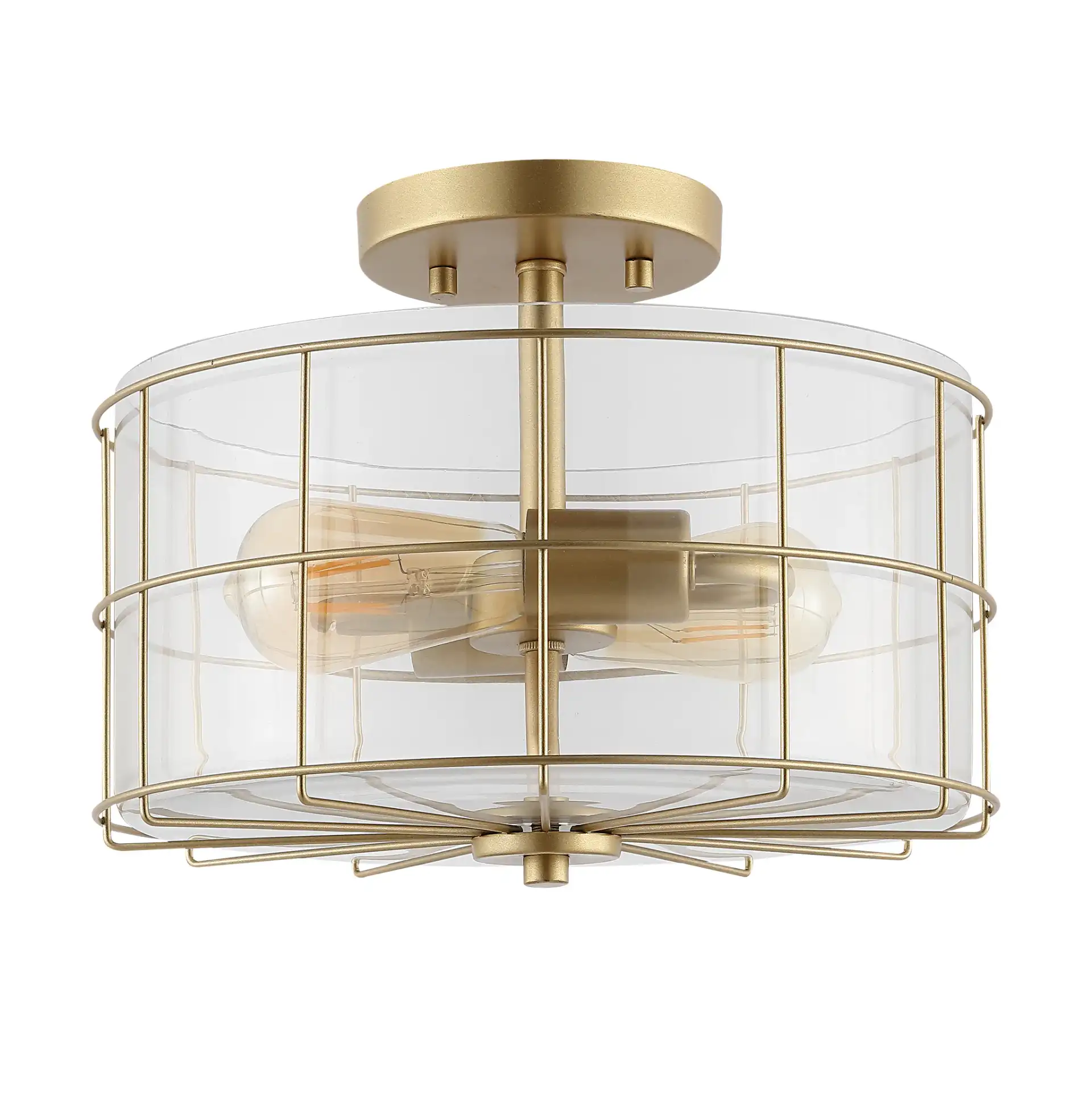 Hannes Two-Light Flush Mount in Brass, detail view