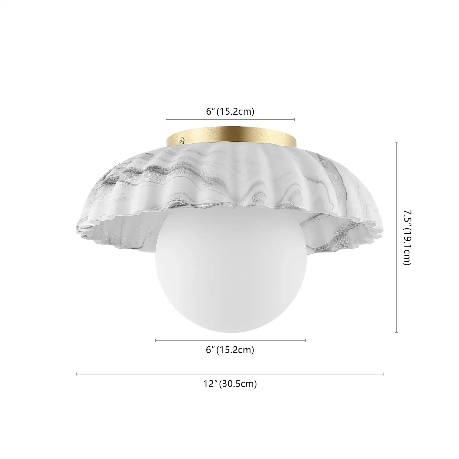 Grima Flush Mount in White Marble / Gold, detail view