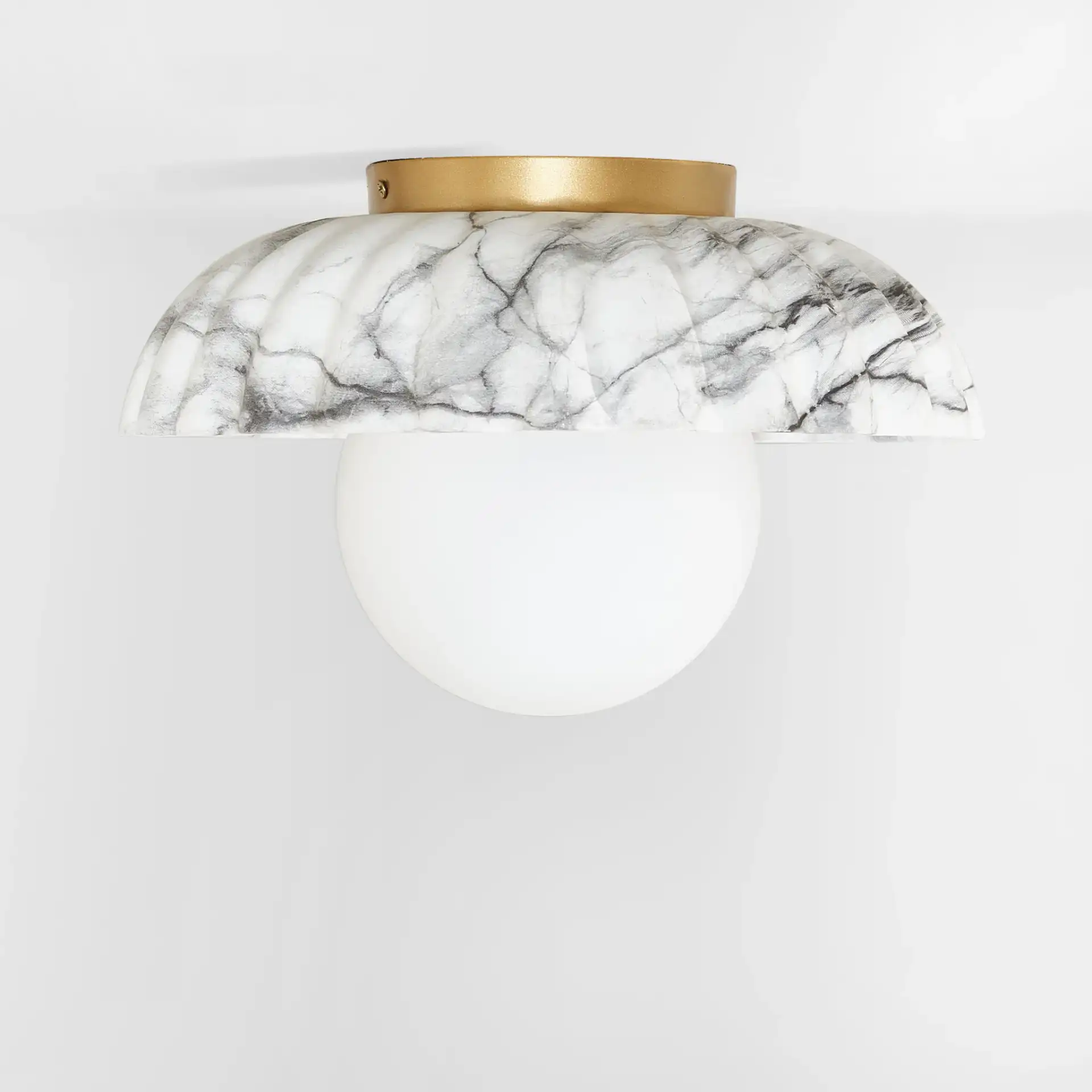 Grima Flush Mount in White Marble / Gold, detail view