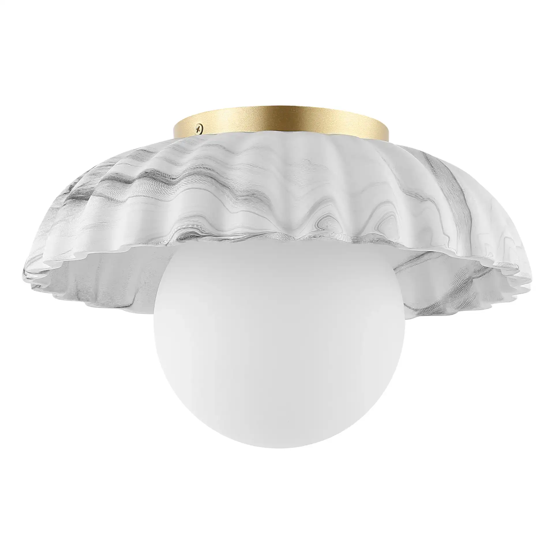 Grima Flush Mount in White Marble / Gold, detail view