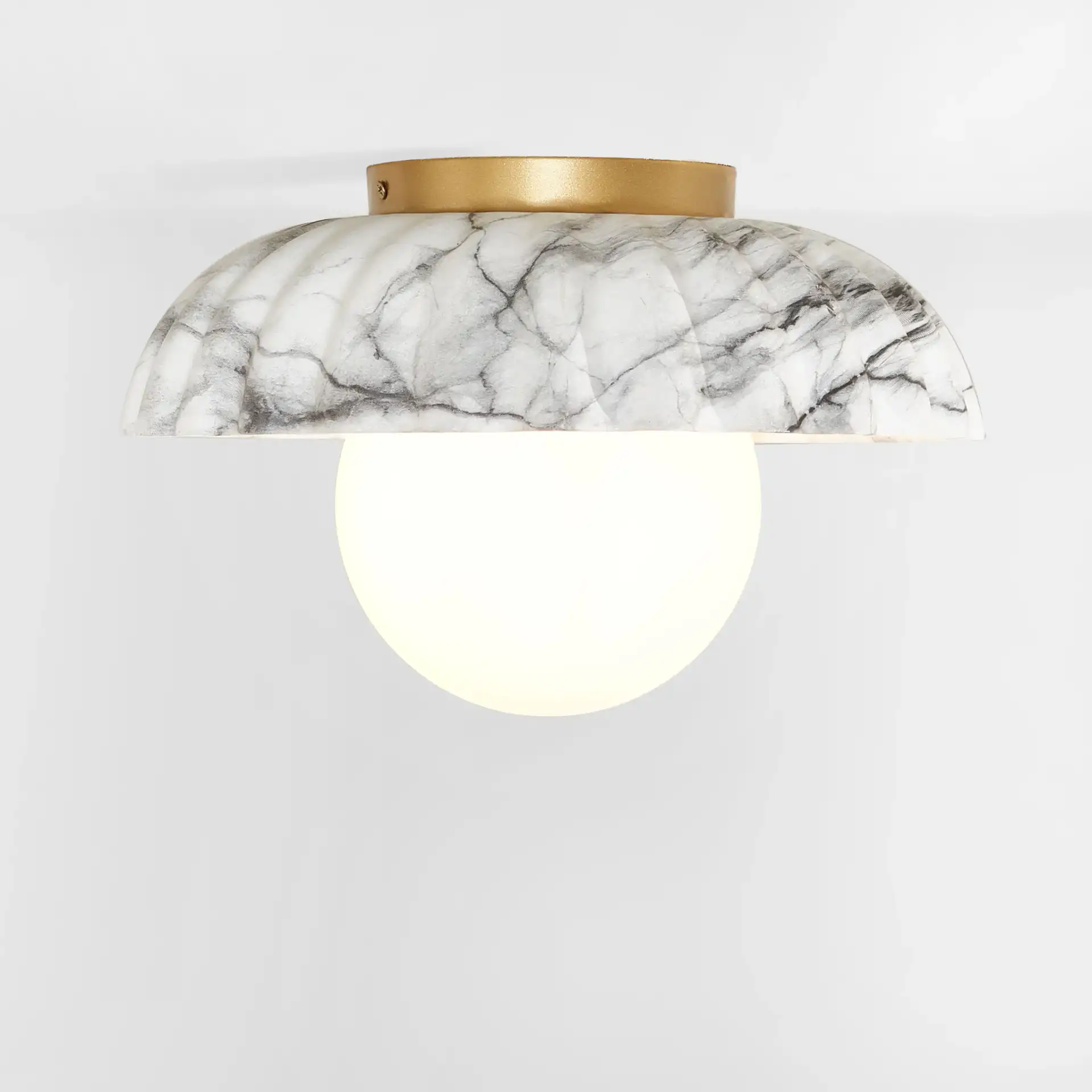Grima Flush Mount in White Marble / Gold, detail view