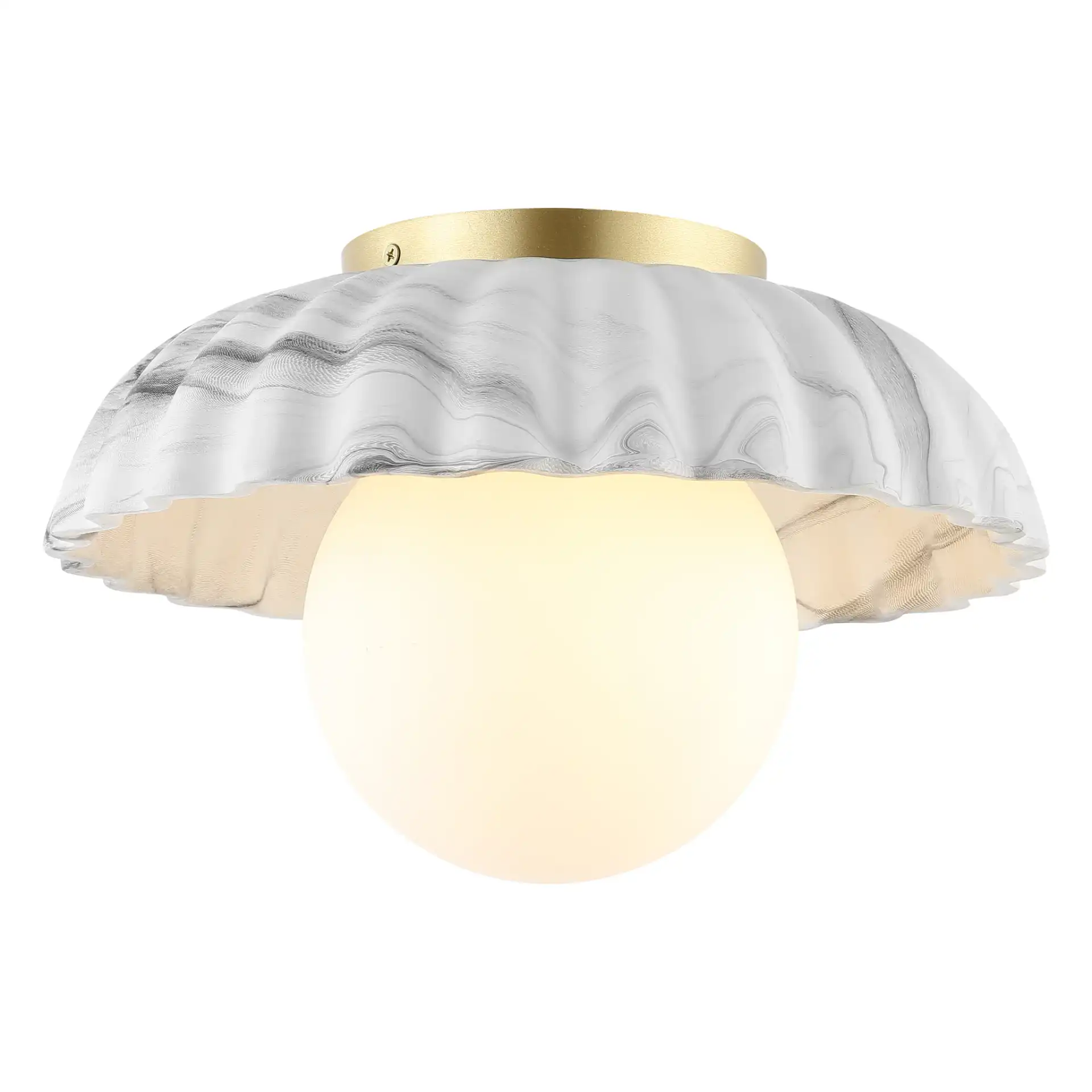 Grima Flush Mount in White Marble / Gold