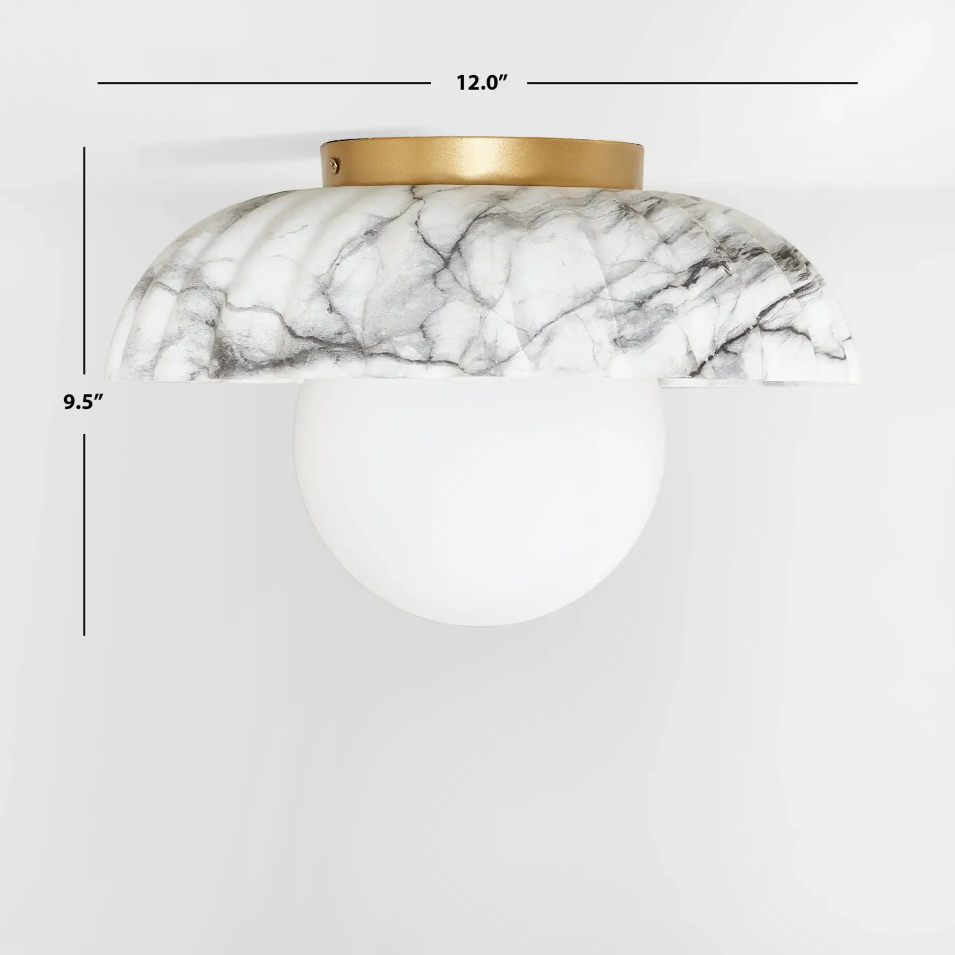 Grima Flush Mount in White Marble / Gold, detail view
