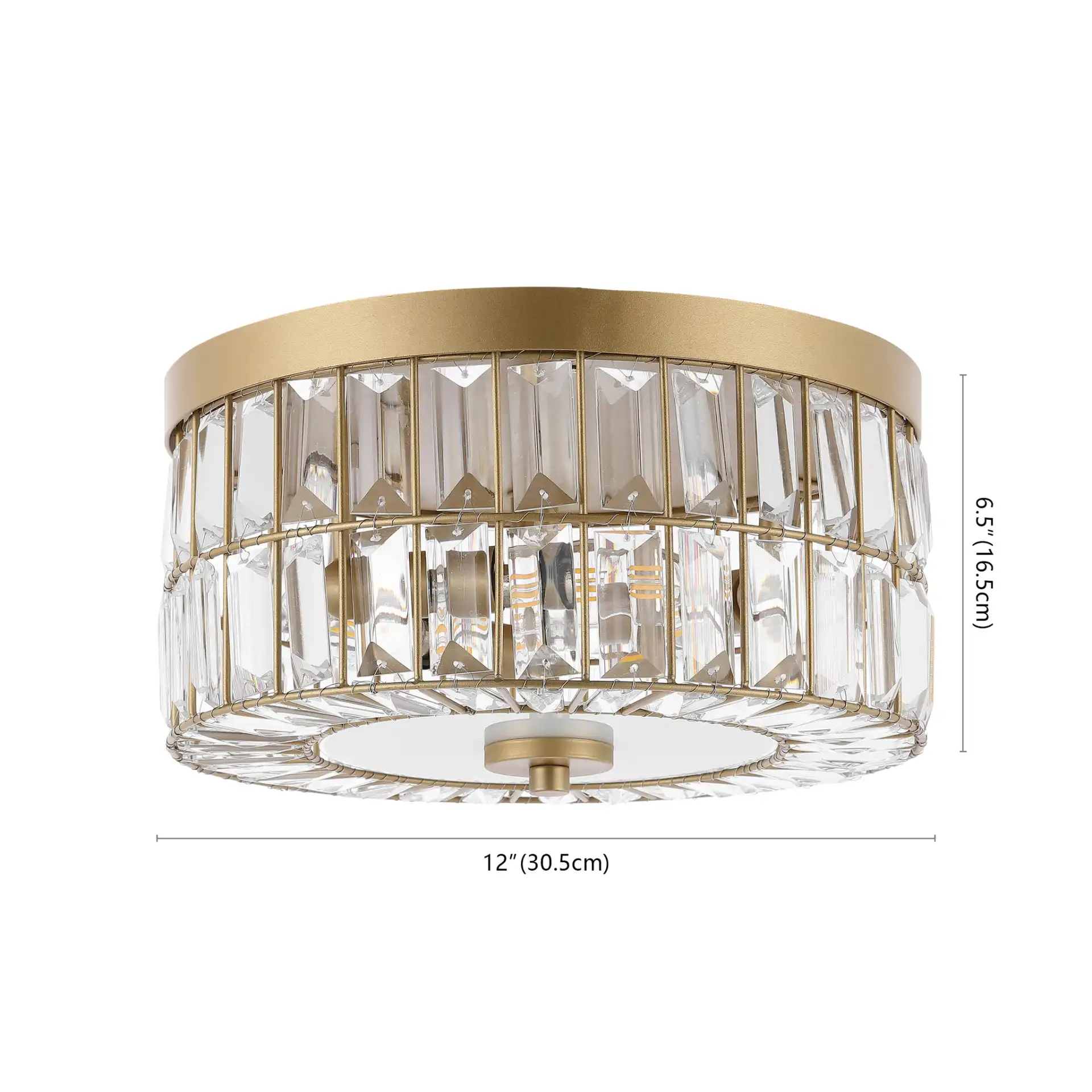 Parda Three-Light Flush Mount in Brass, detail view