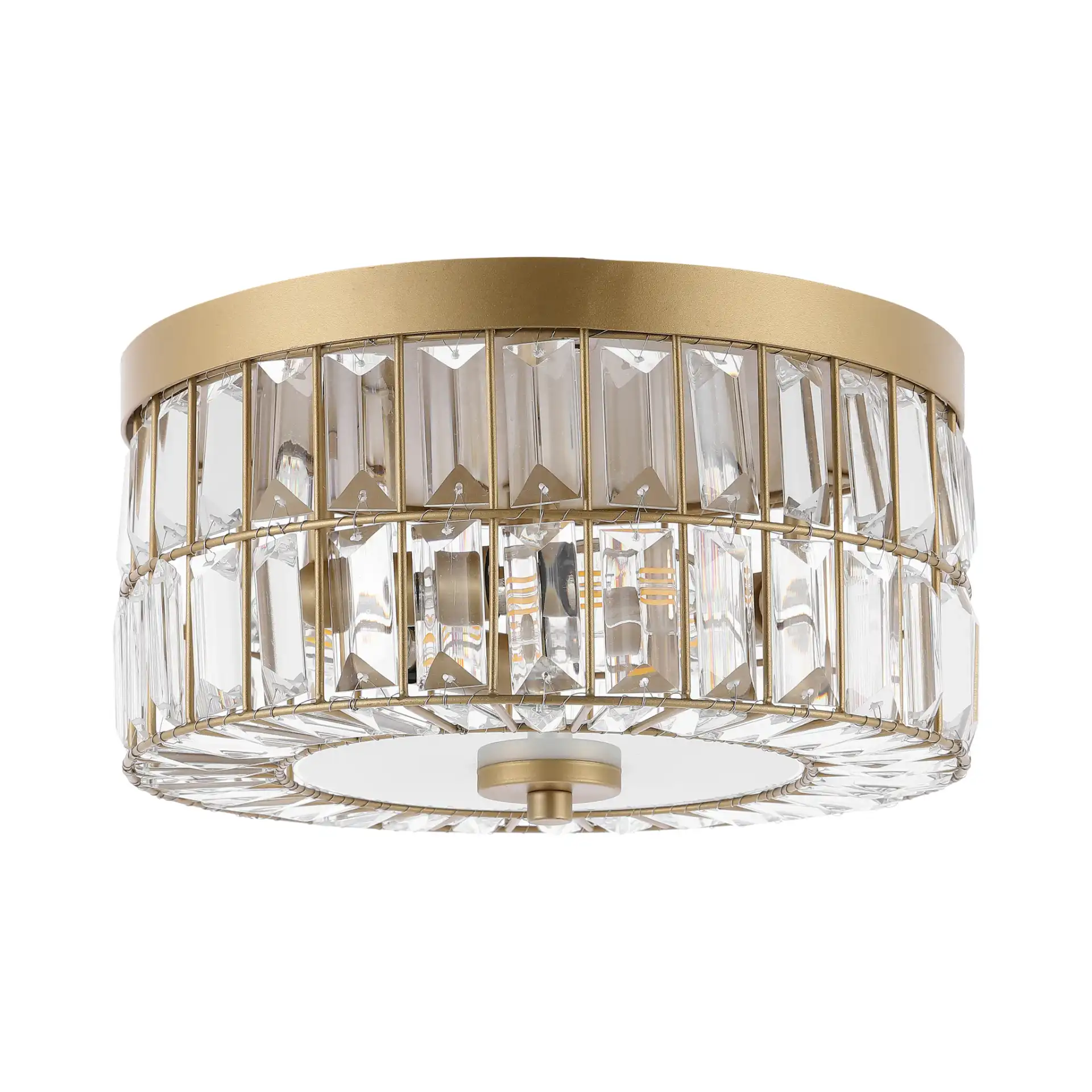 Parda Three-Light Flush Mount in Brass, detail view
