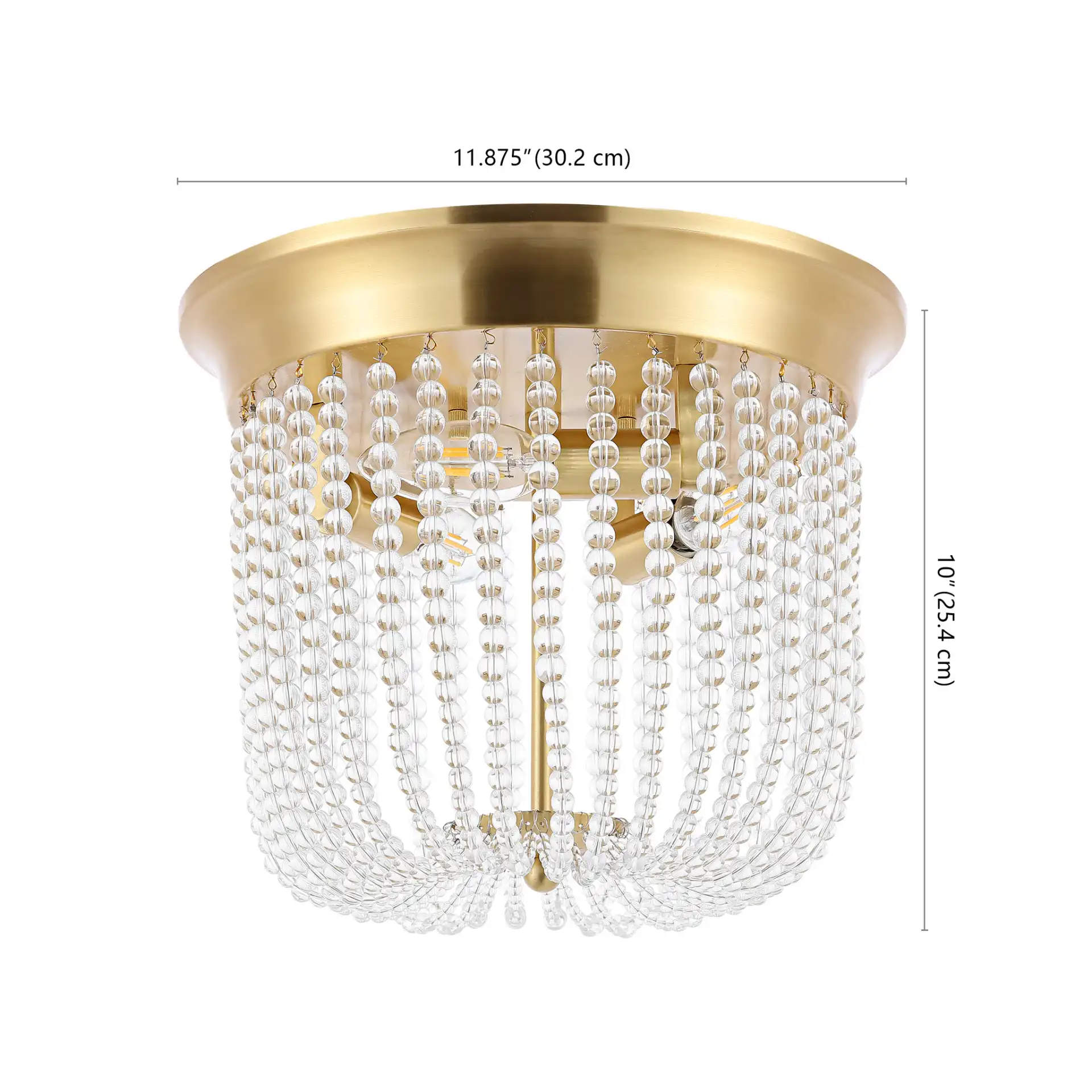 Sarella Three-Light Flush Mount in Gold, detail view