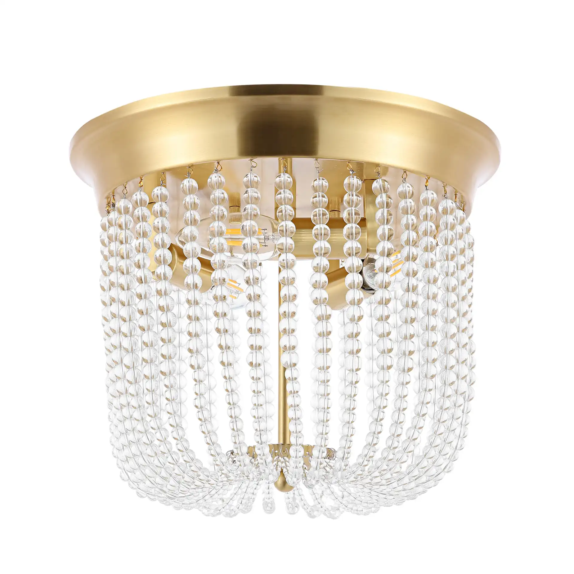 Sarella Three-Light Flush Mount in Gold, detail view