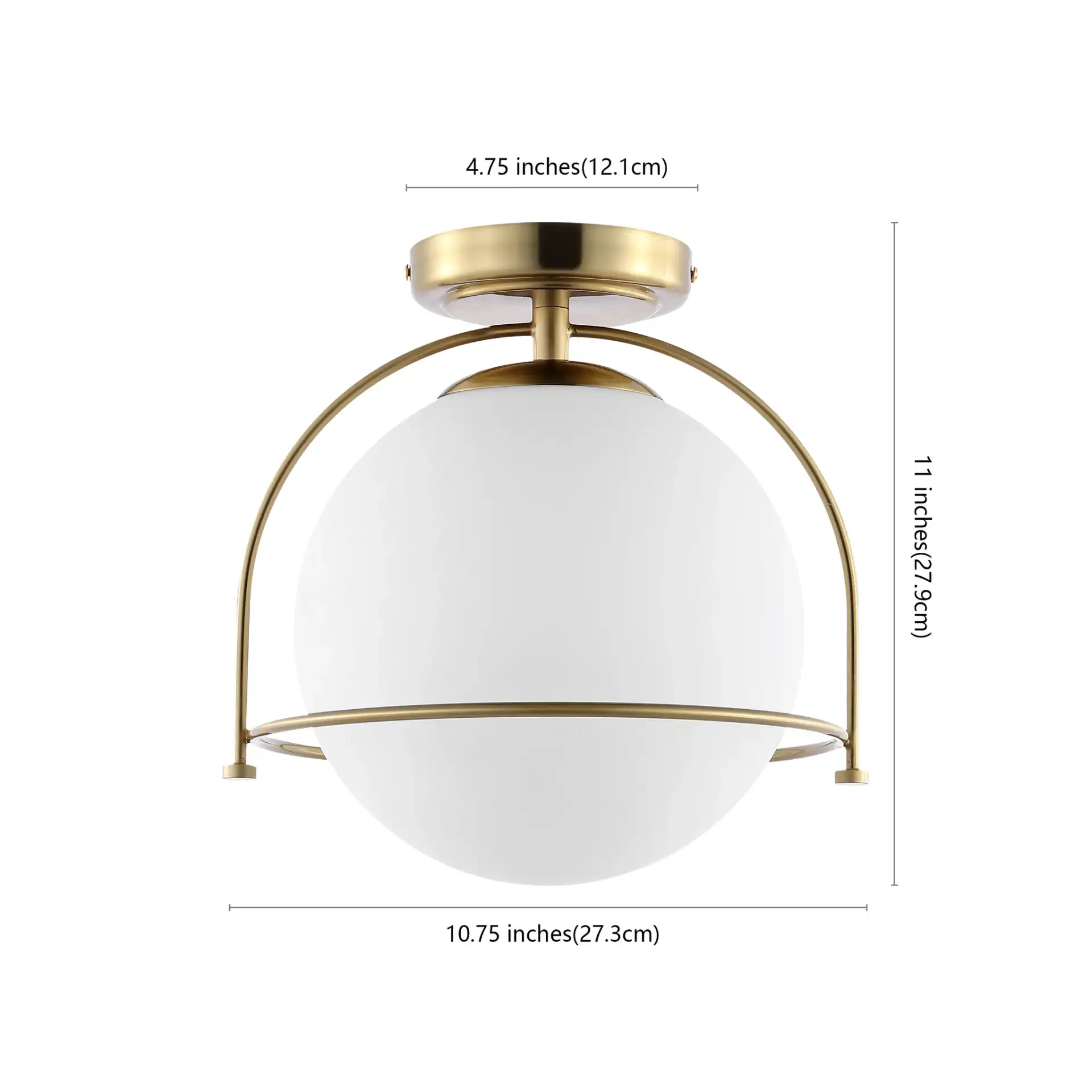 Valise Flush Mount in Gold / White, detail view