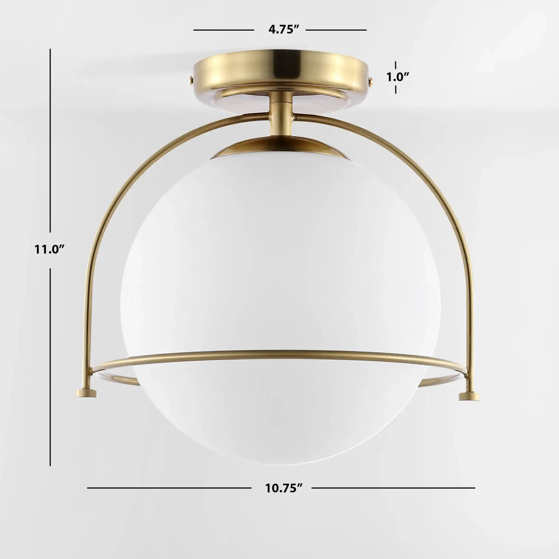 Valise Flush Mount in Gold / White, detail view