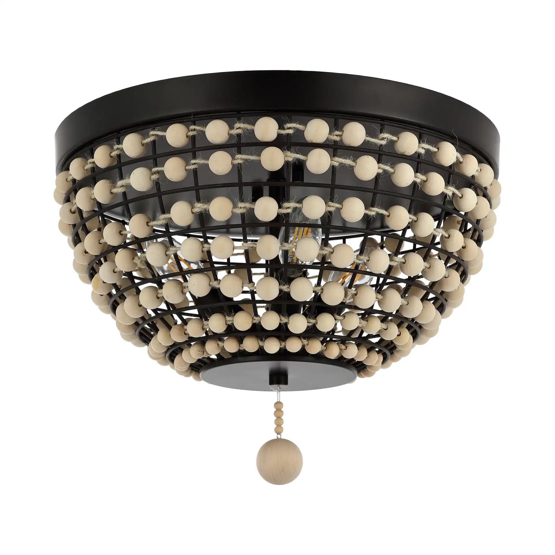 Bolson Three-Light Flush Mount in Bronze / Natural, detail view