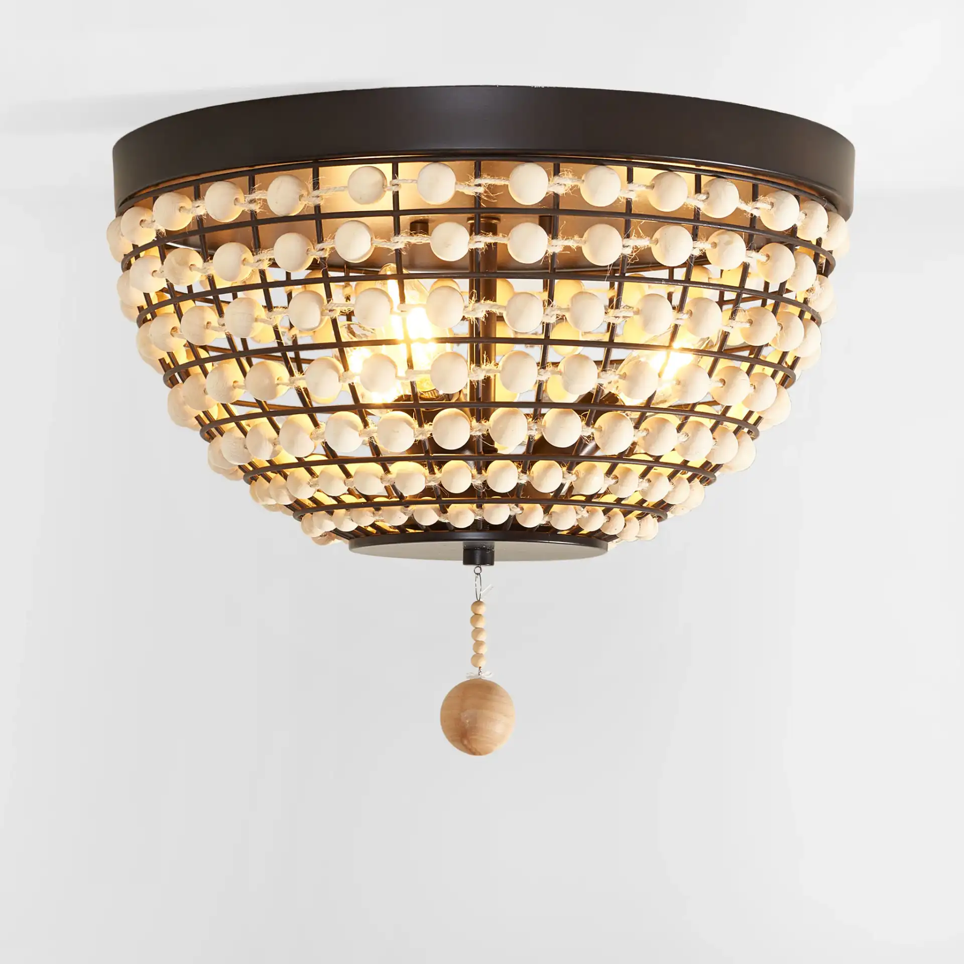 Bolson Three-Light Flush Mount in Bronze / Natural, detail view