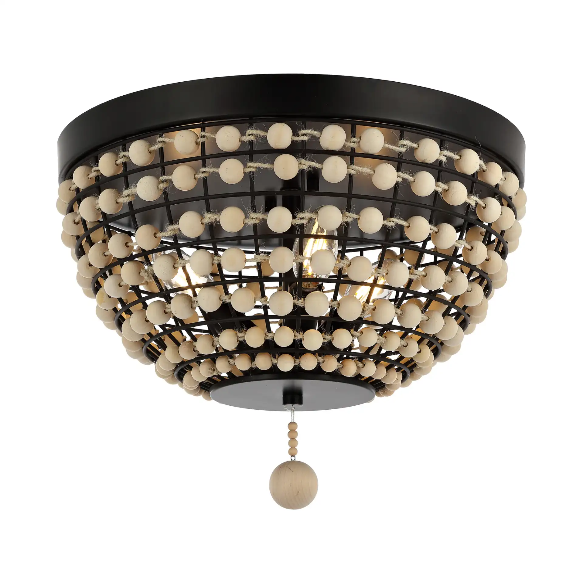 Bolson Three-Light Flush Mount in Bronze / Natural