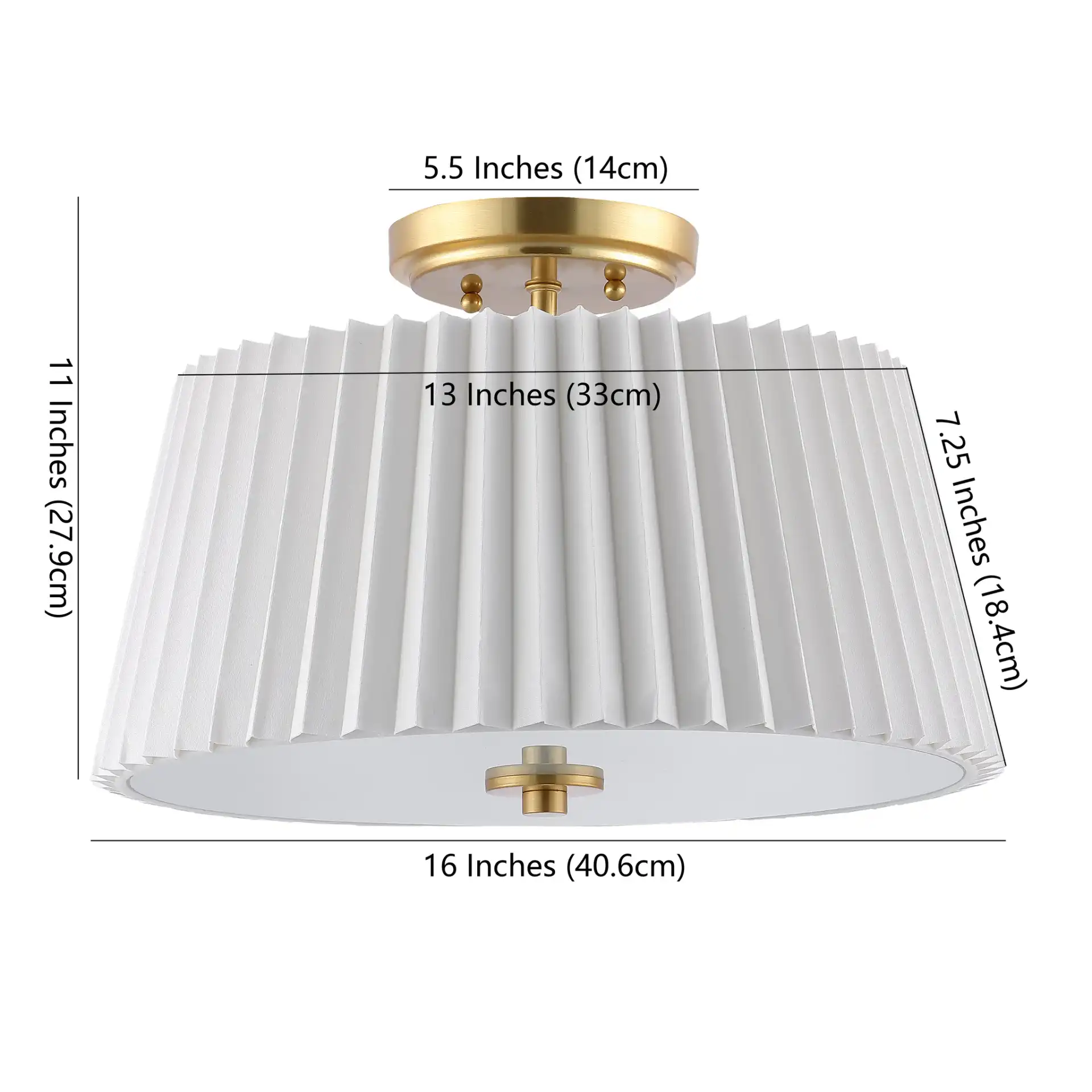 Larlon Three-Light Flush Mount in White / Gold, detail view