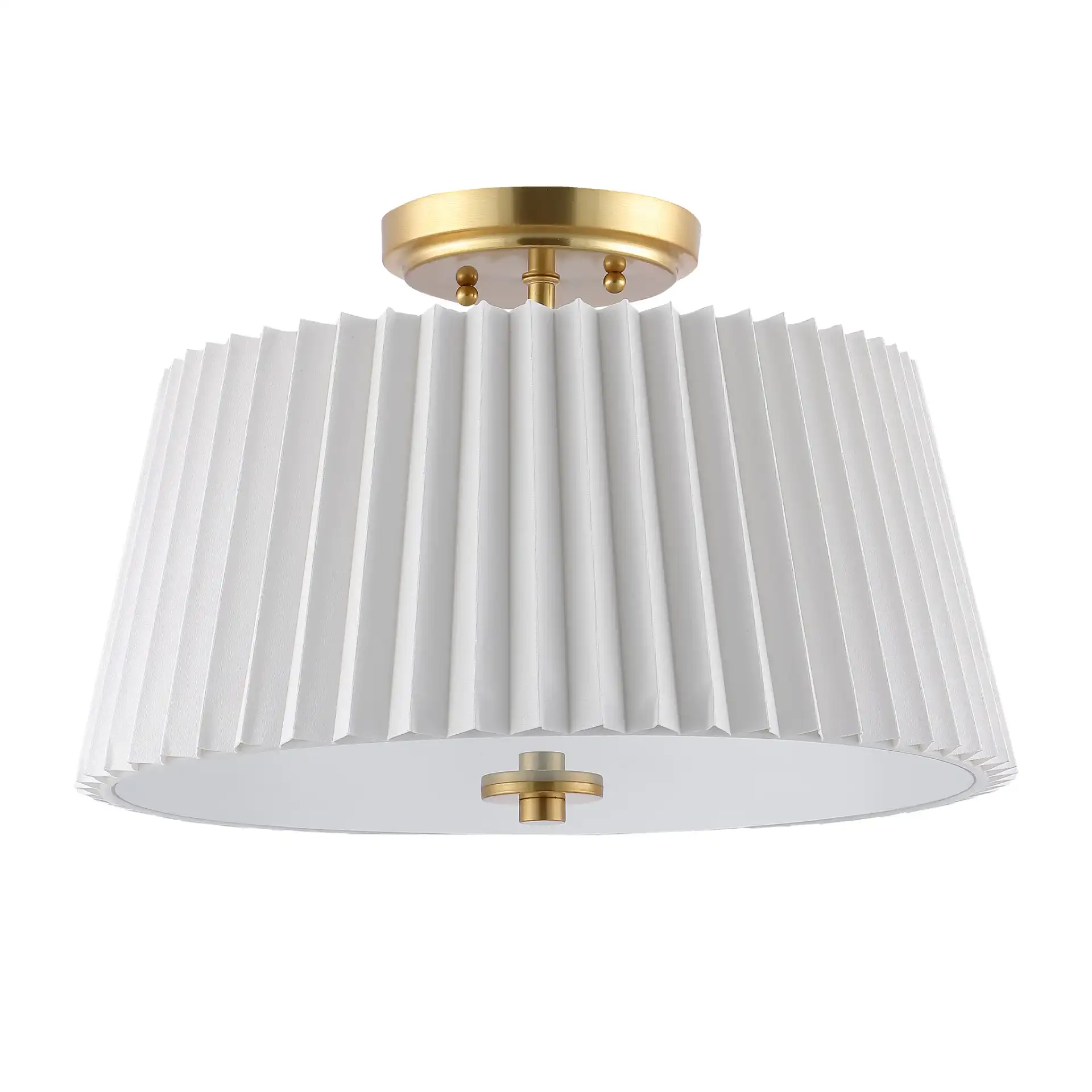 Larlon Three-Light Flush Mount in White / Gold, detail view