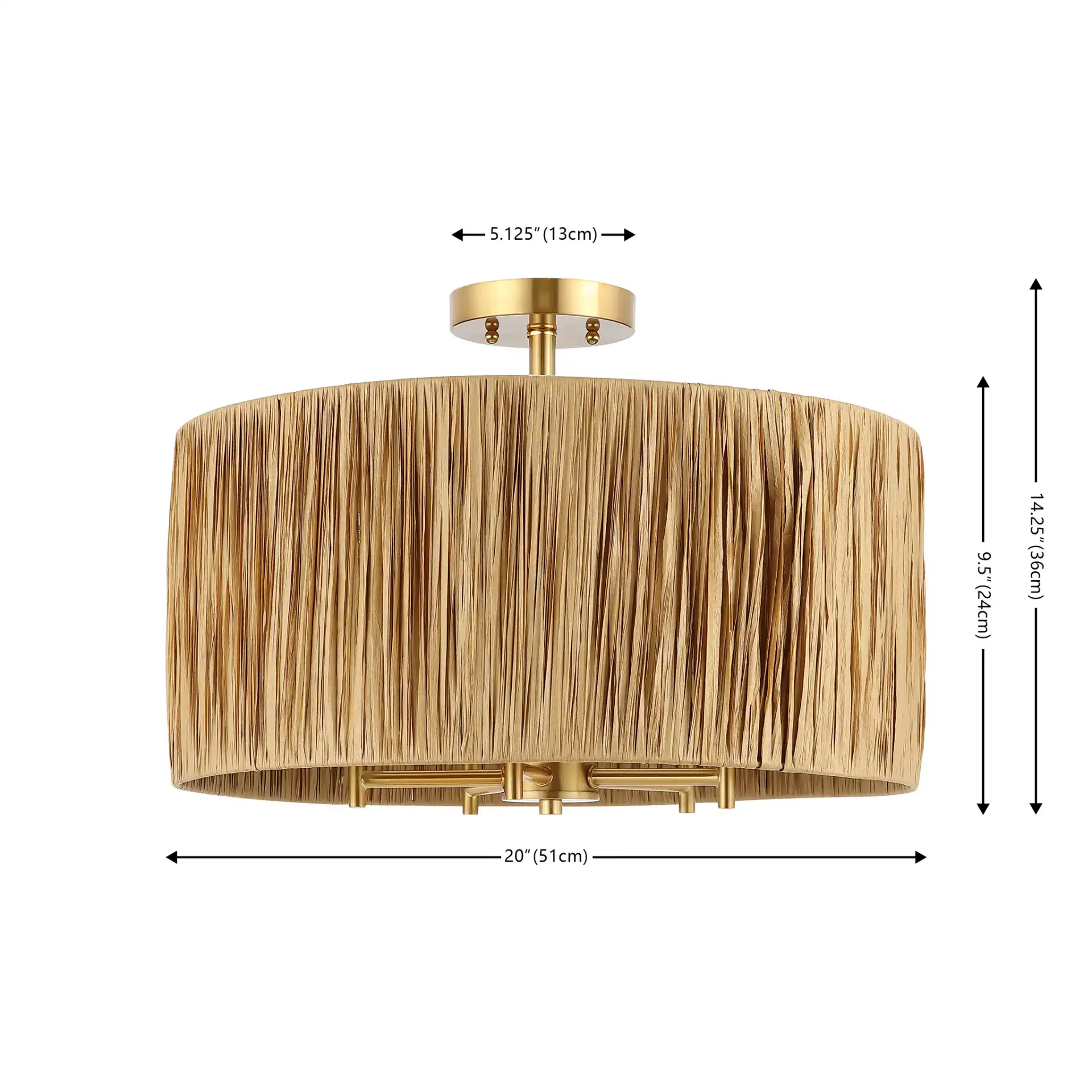 Selah Five-Light Flush Mount in Natural / Gold, detail view