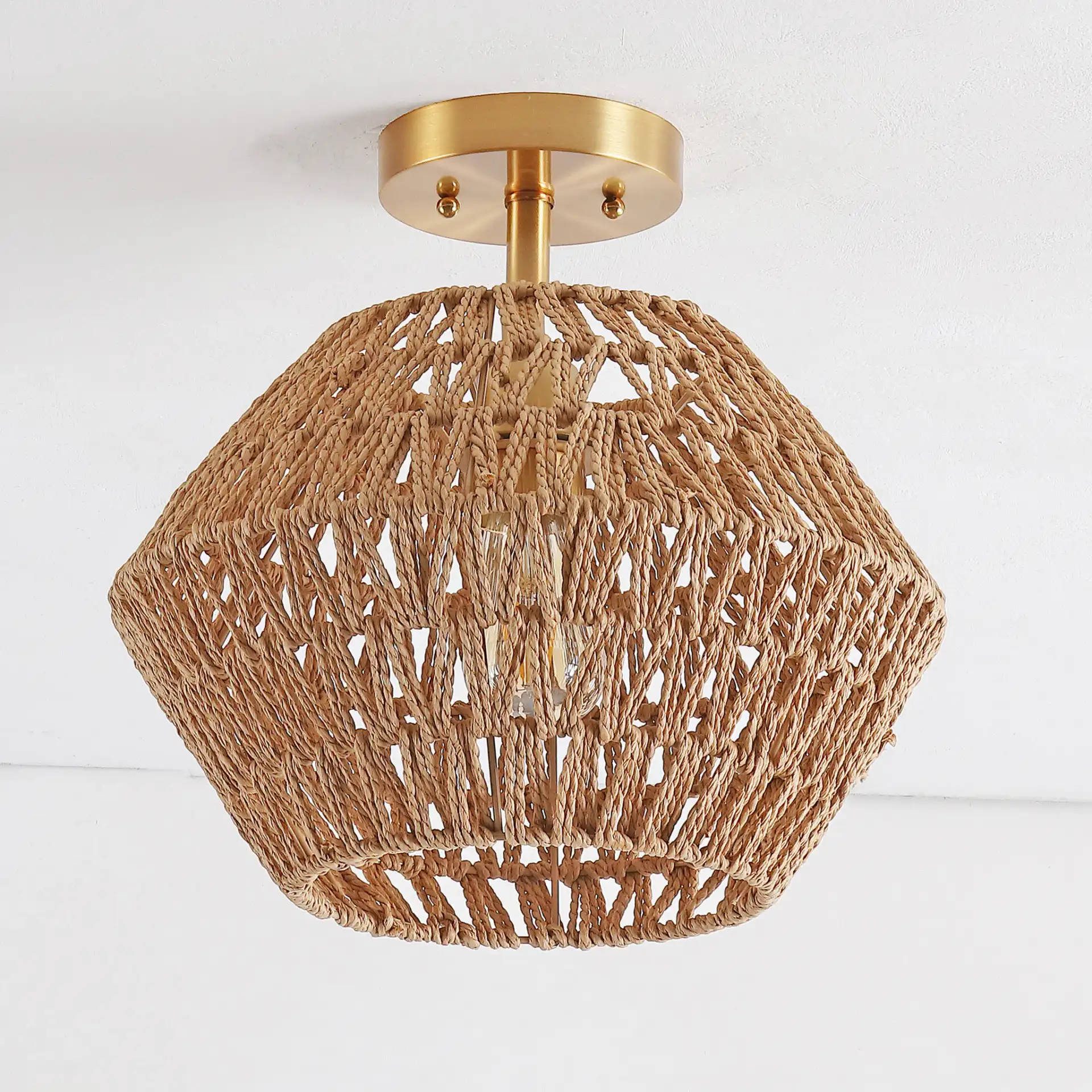 Raja Flush Mount in Natural / Gold, detail view