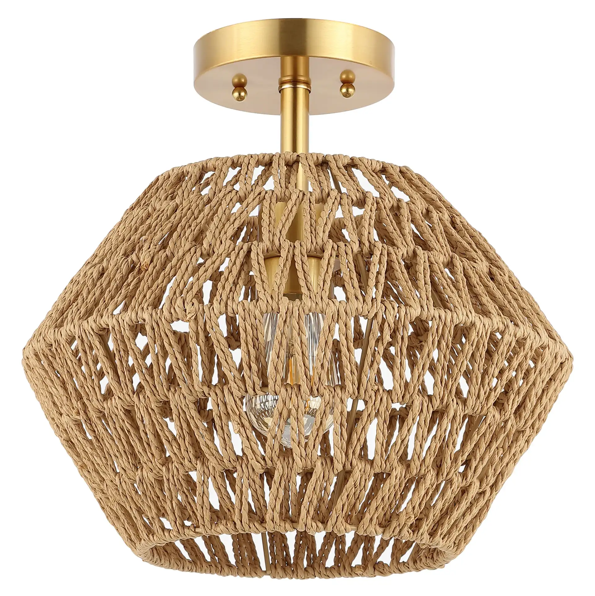 Raja Flush Mount in Natural / Gold, detail view