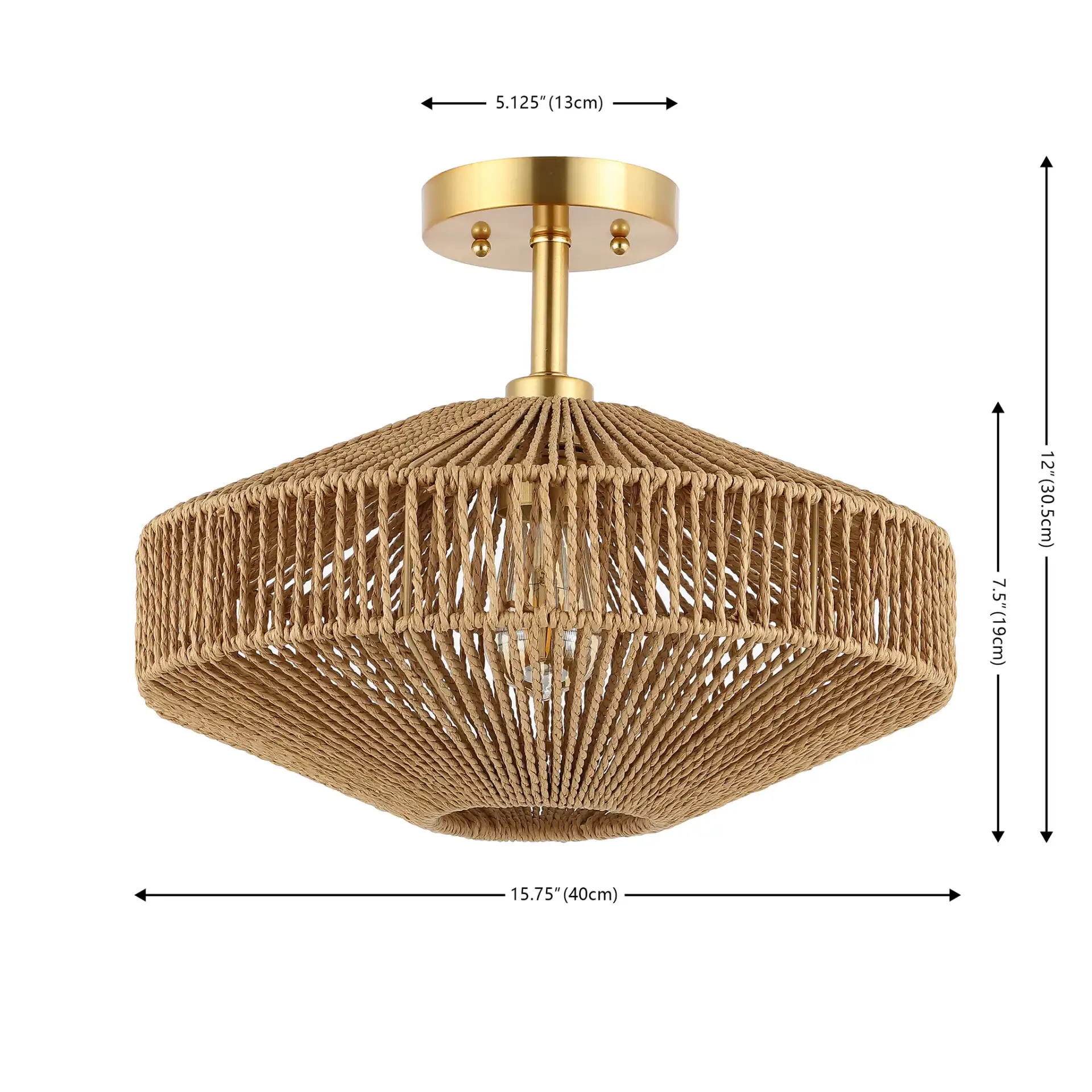 Janora Flush Mount in Natural / Gold, detail view