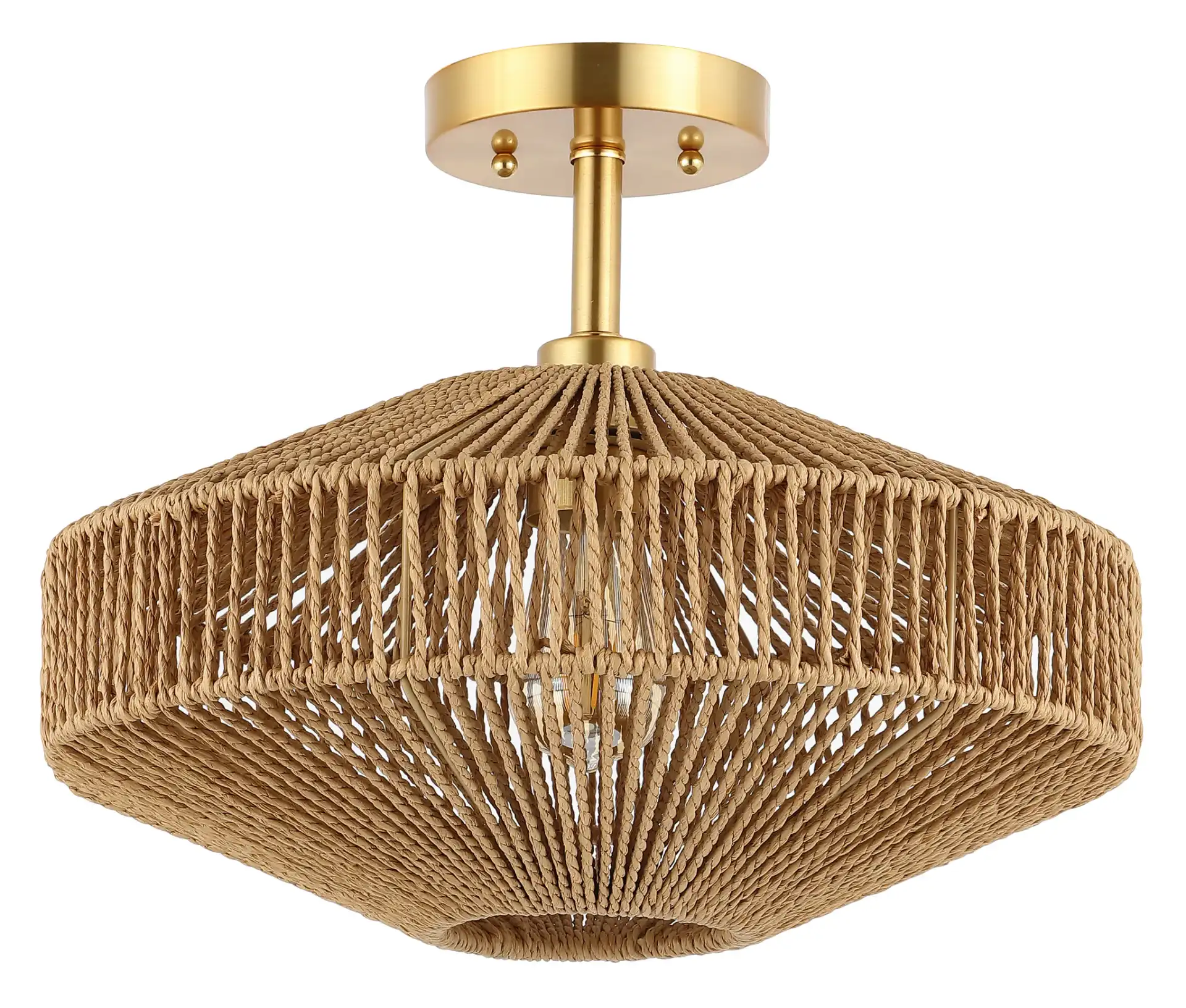 Janora Flush Mount in Natural / Gold, detail view