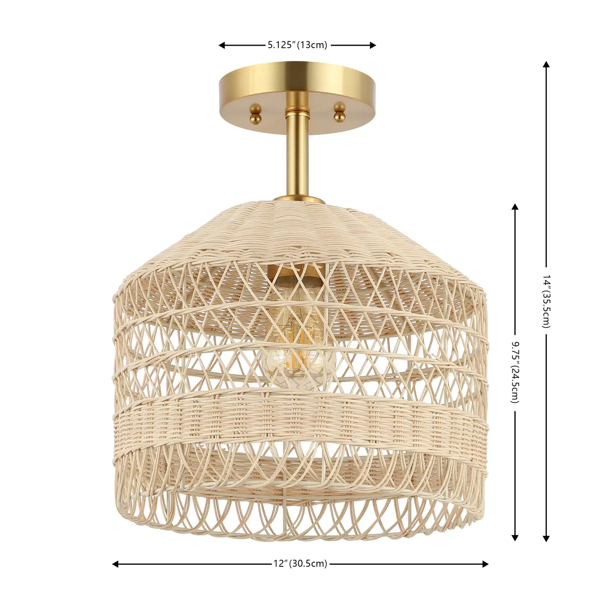 Noyuna Flush Mount in Light Natural / Gold, detail view
