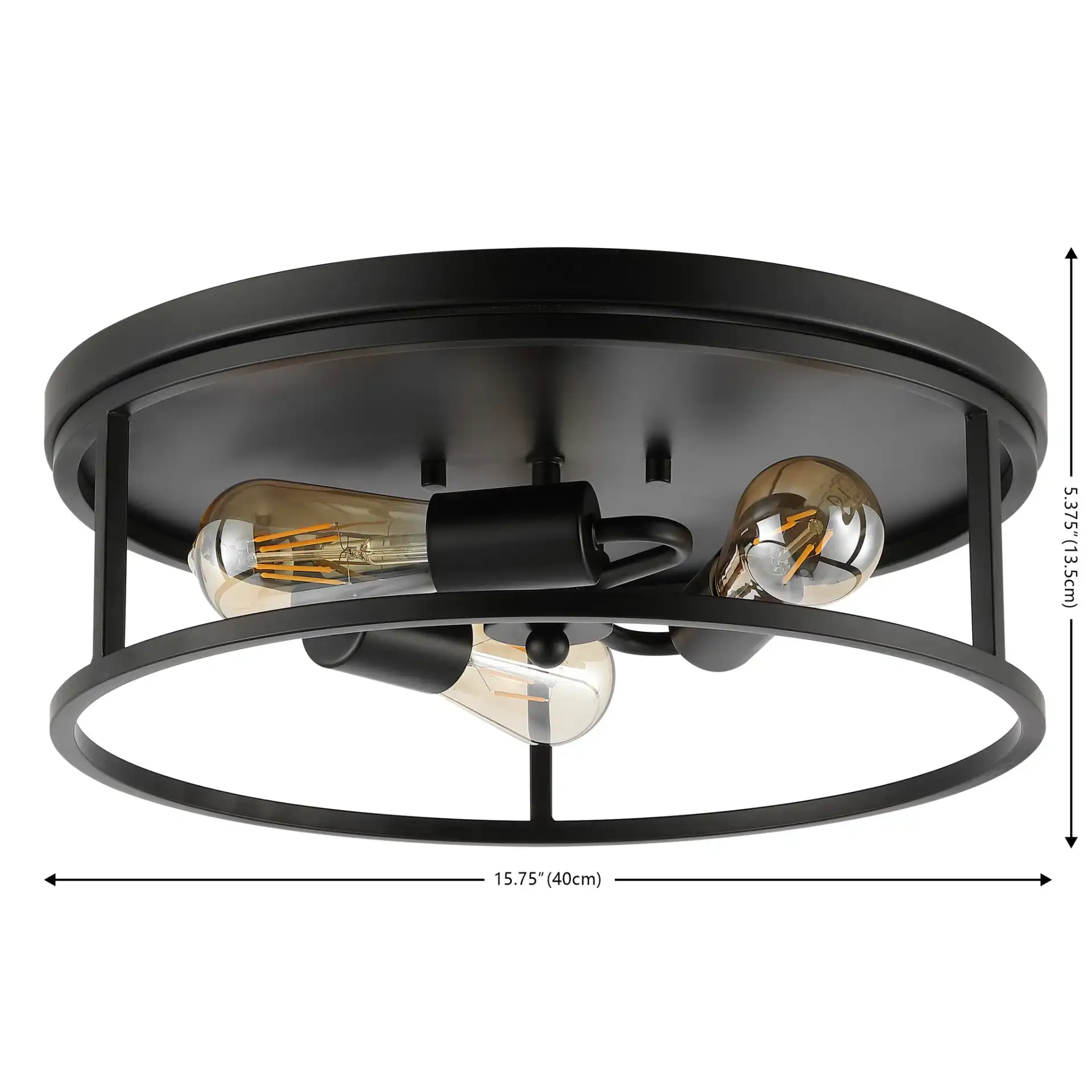 Broux Three-Light Flush Mount in Black, detail view