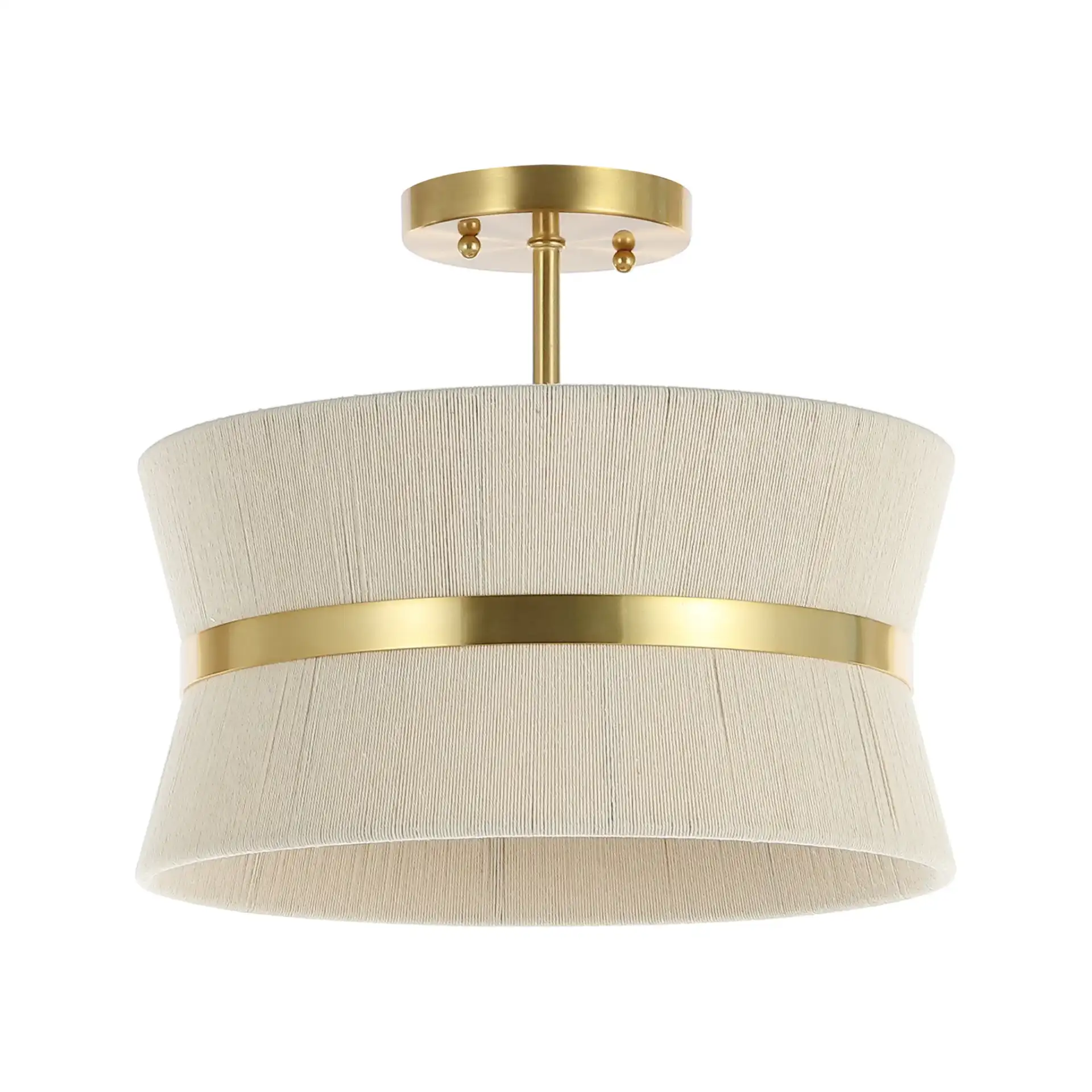 Desert Three-Light Semi-Flush Mount in Bleached Natural / Brass, detail view