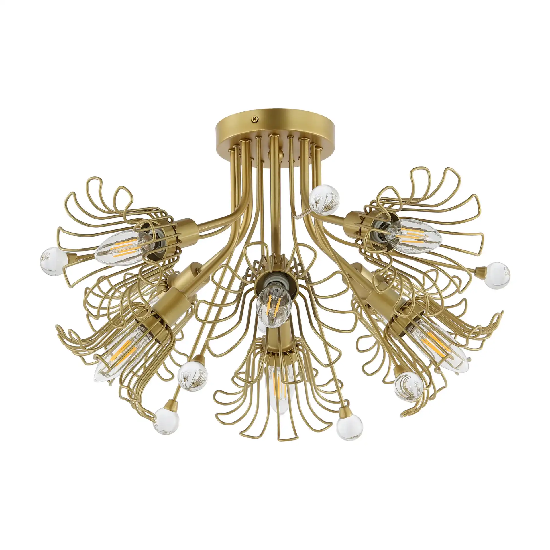 Leandra Eight-Light Flush Mount in Gold, detail view