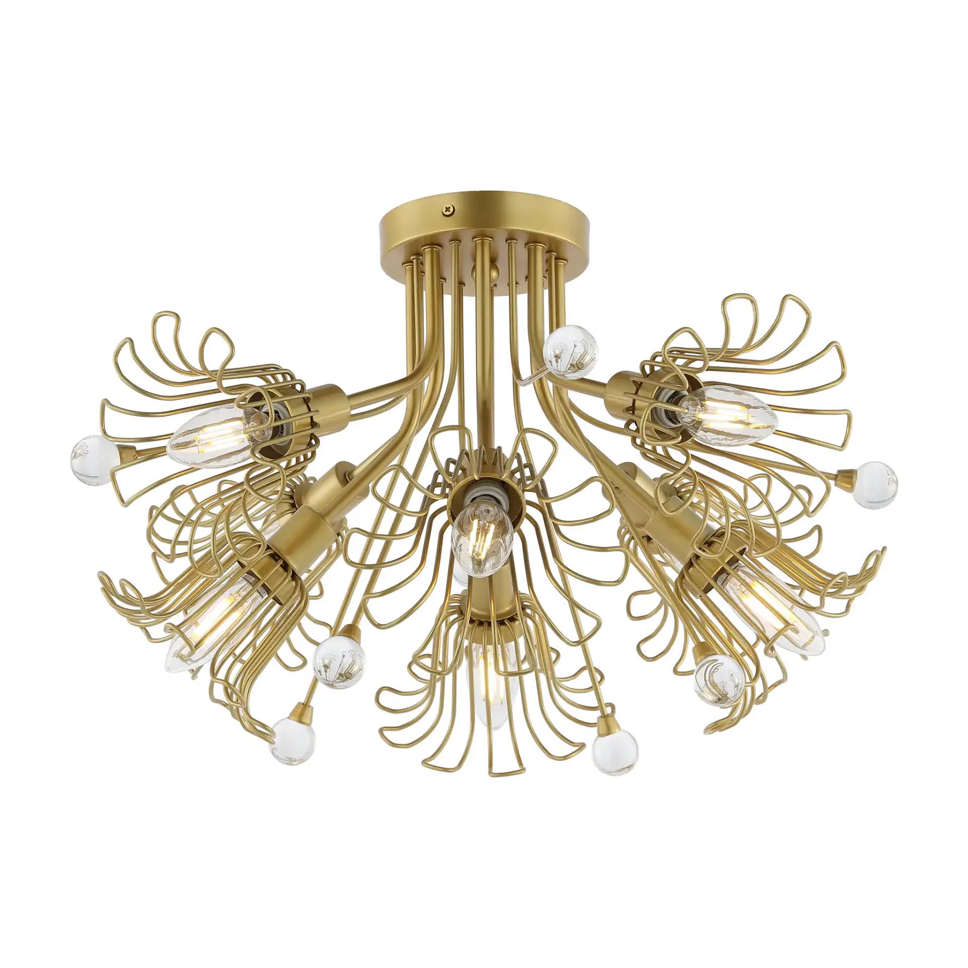 Leandra Eight-Light Flush Mount in Gold