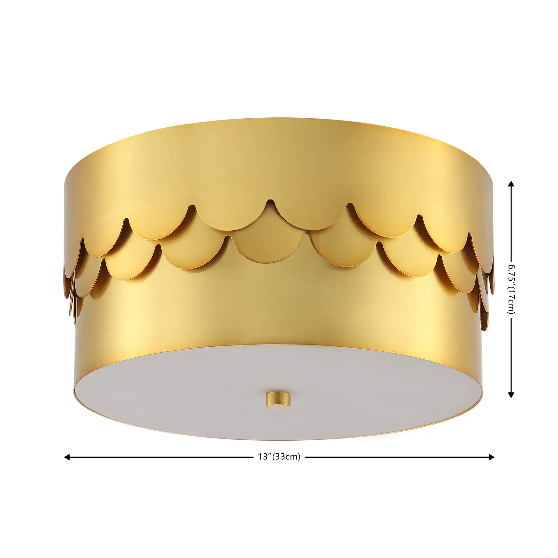 Jimena Three-Light Flush Mount in Brass, detail view