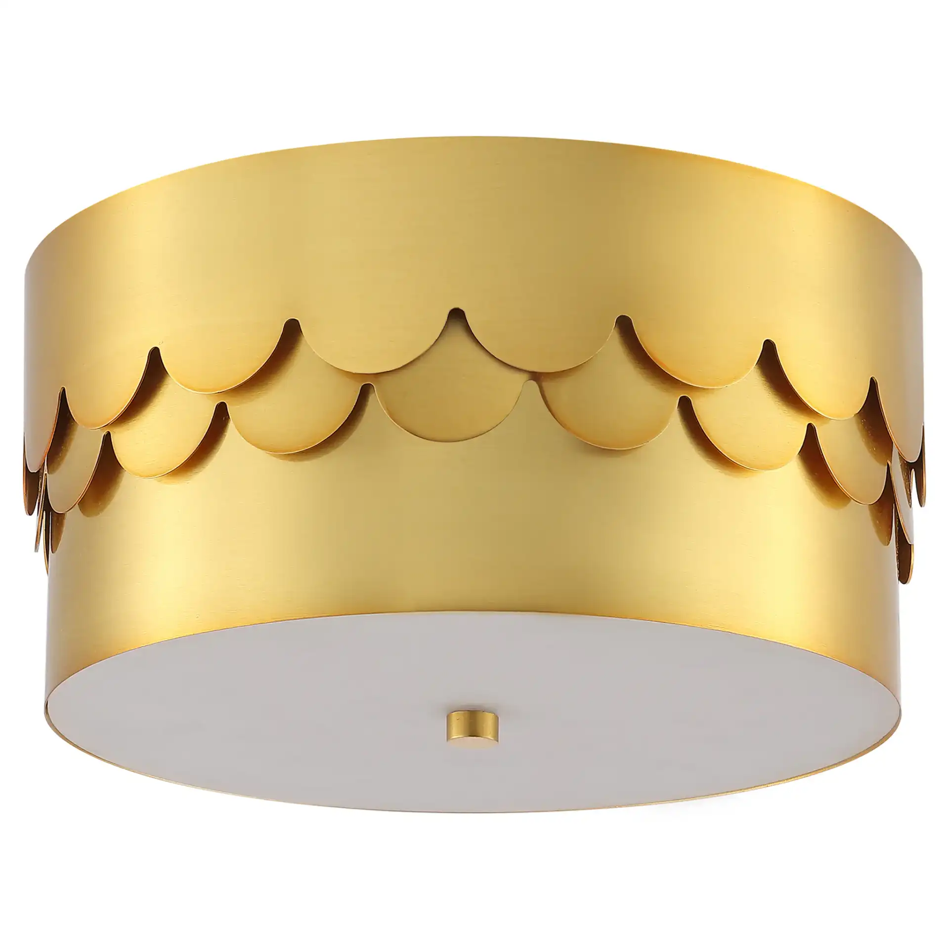 Jimena Three-Light Flush Mount in Brass, detail view