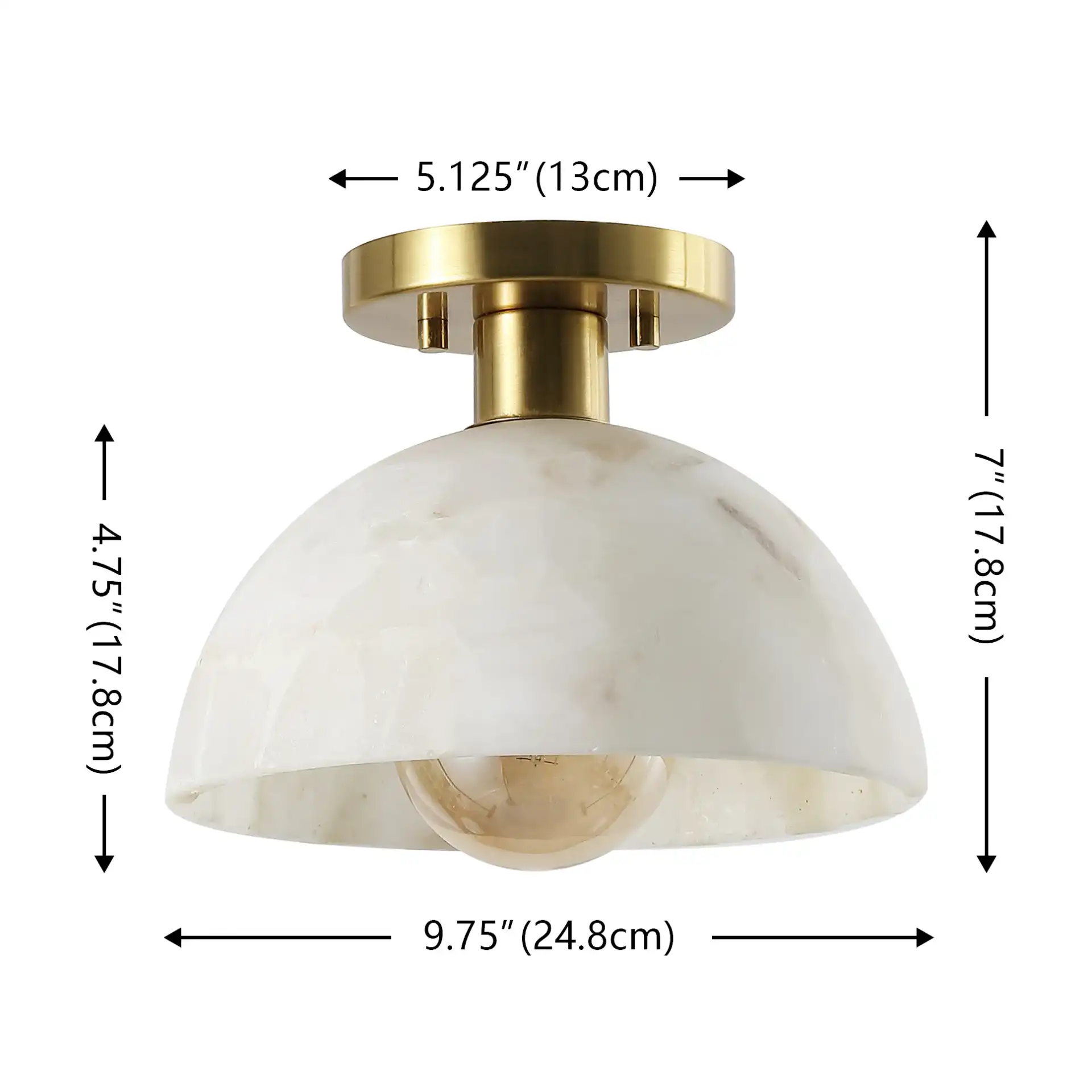 Arue Flush Mount in White / Brass, detail view