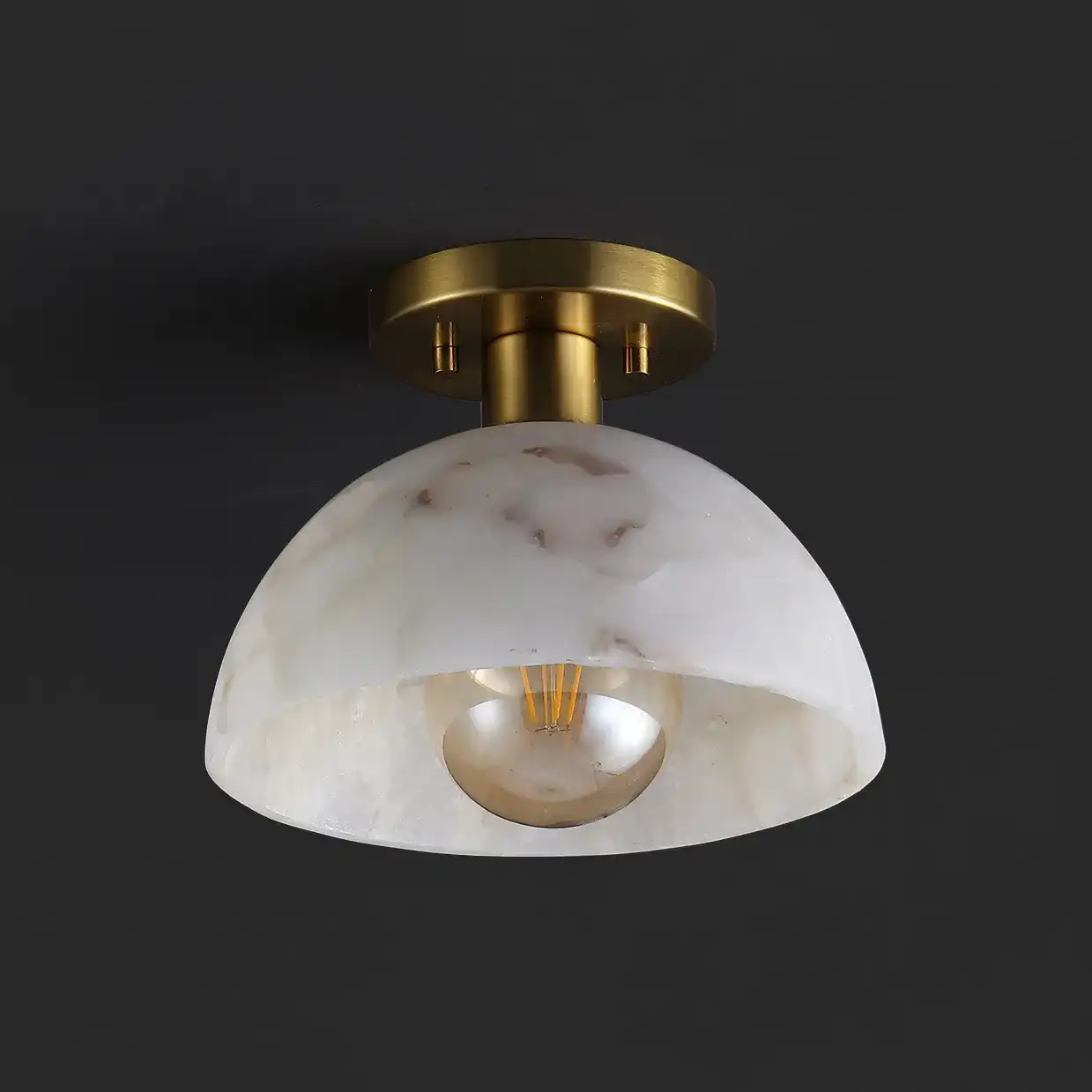 Arue Flush Mount in White / Brass, detail view