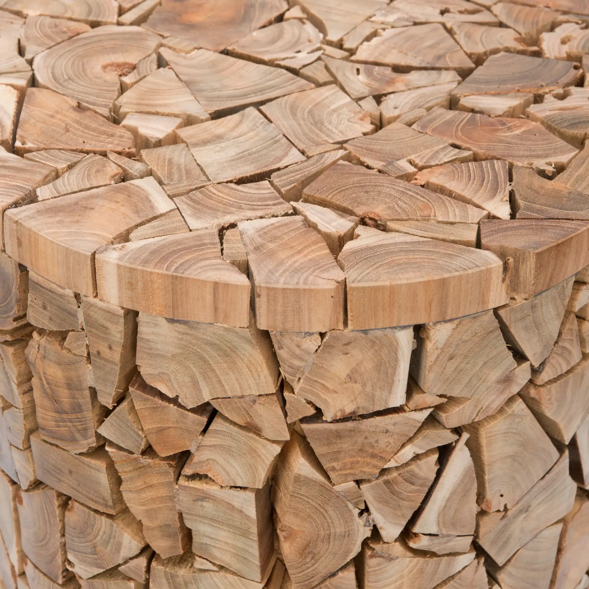 Canyon Round Stool in Medium Oak in a styled room