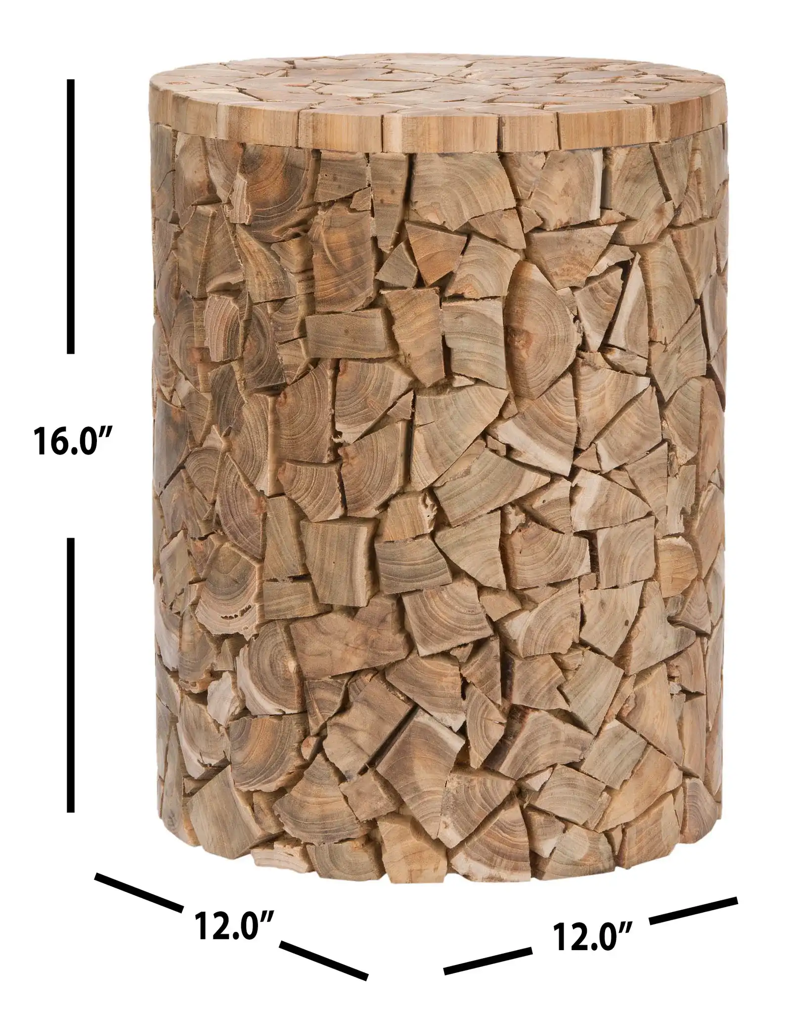 Canyon Round Stool in Medium Oak, detail view
