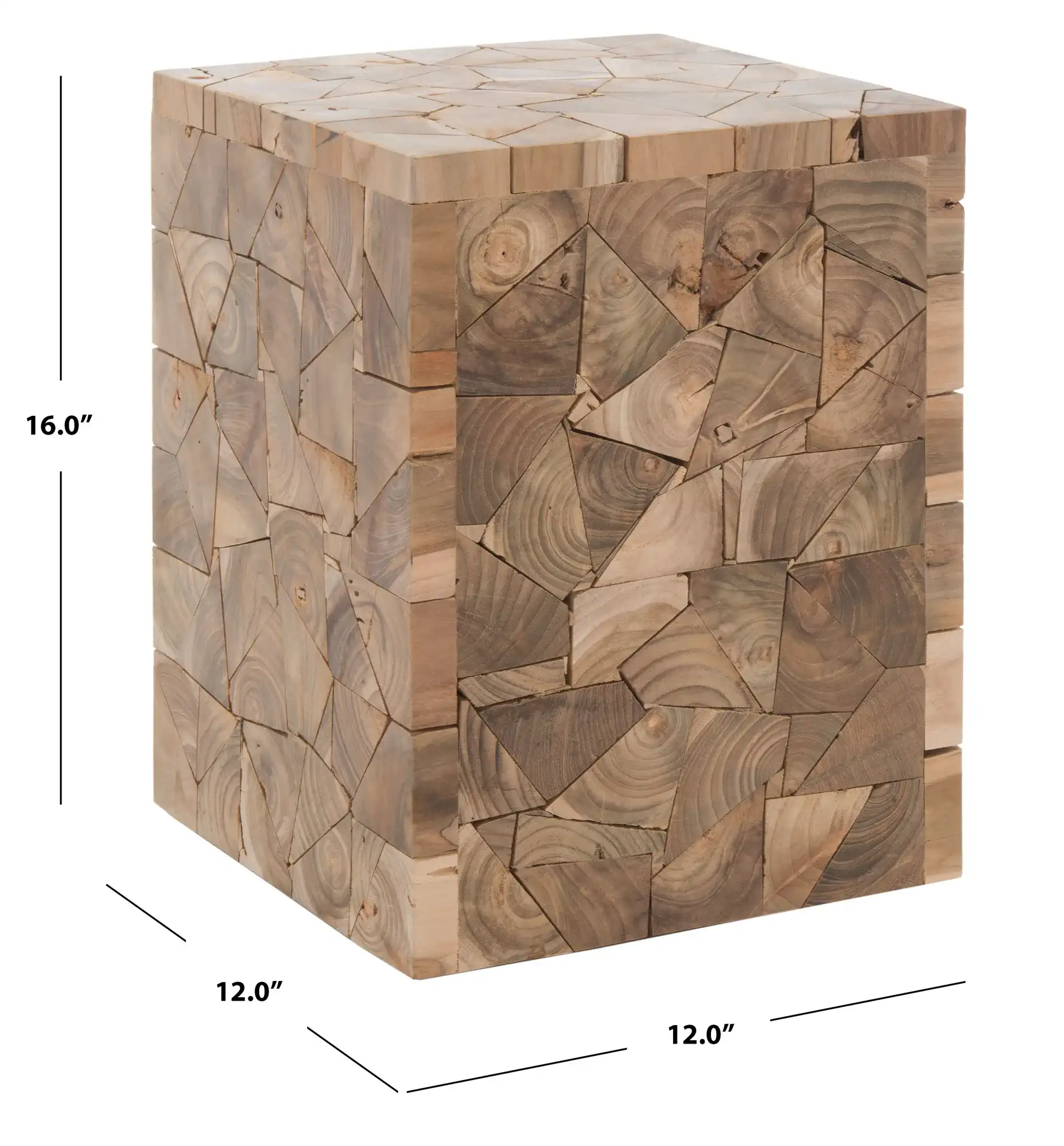 Forbes Square Stool in Medium Oak, detail view
