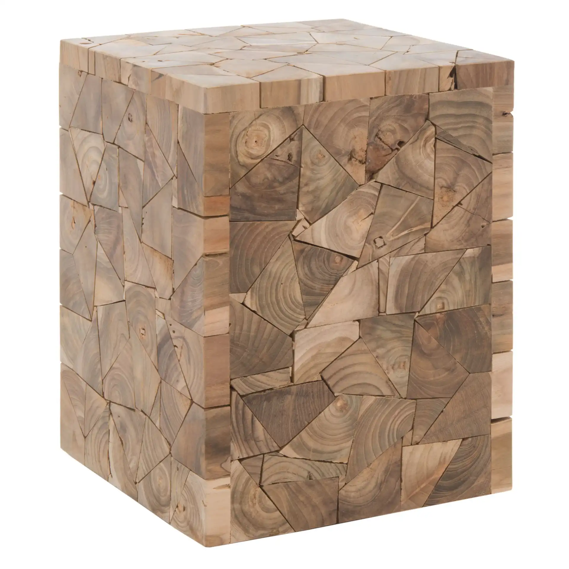 Forbes Square Stool in Medium Oak, detail view