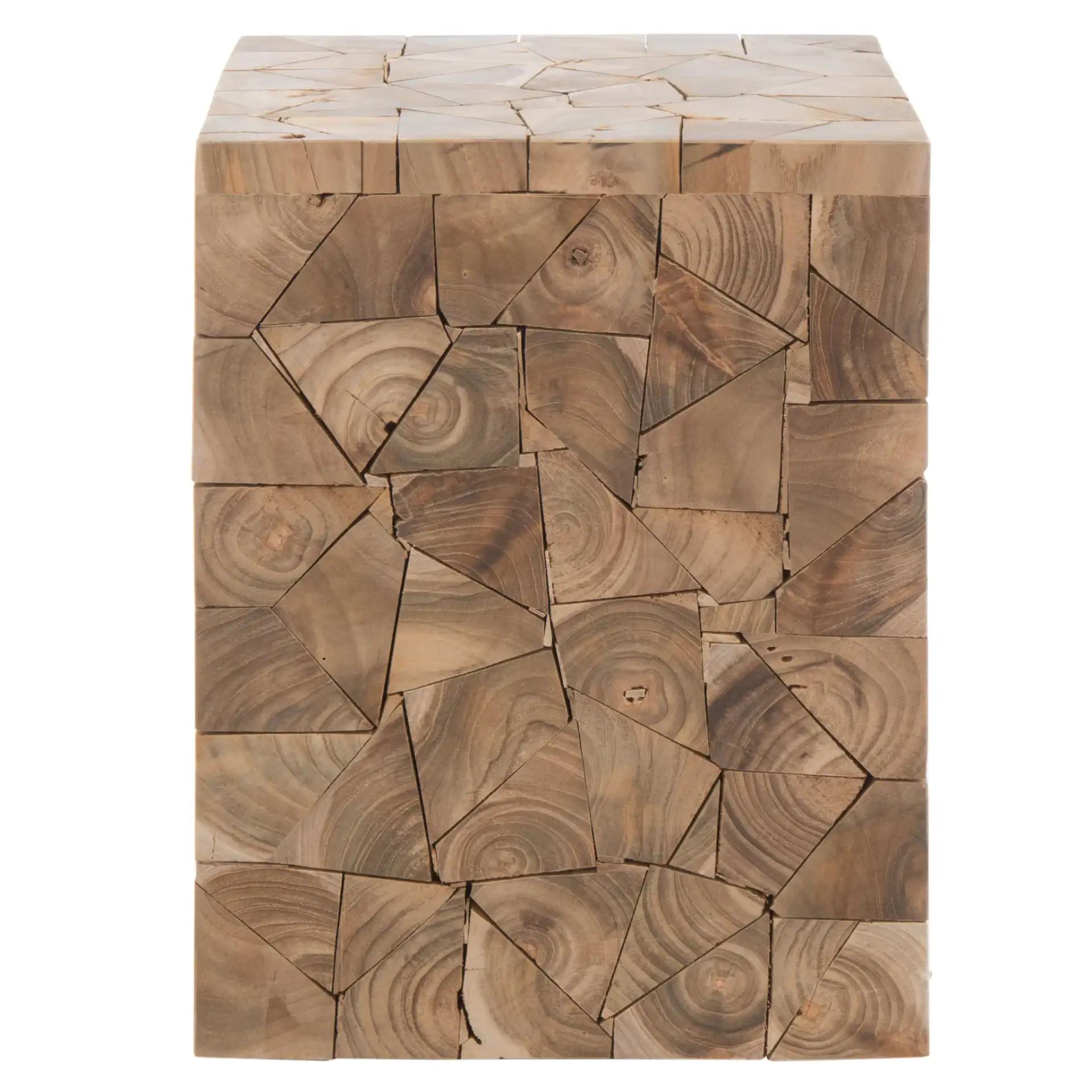 Forbes Square Stool in Medium Oak, detail view