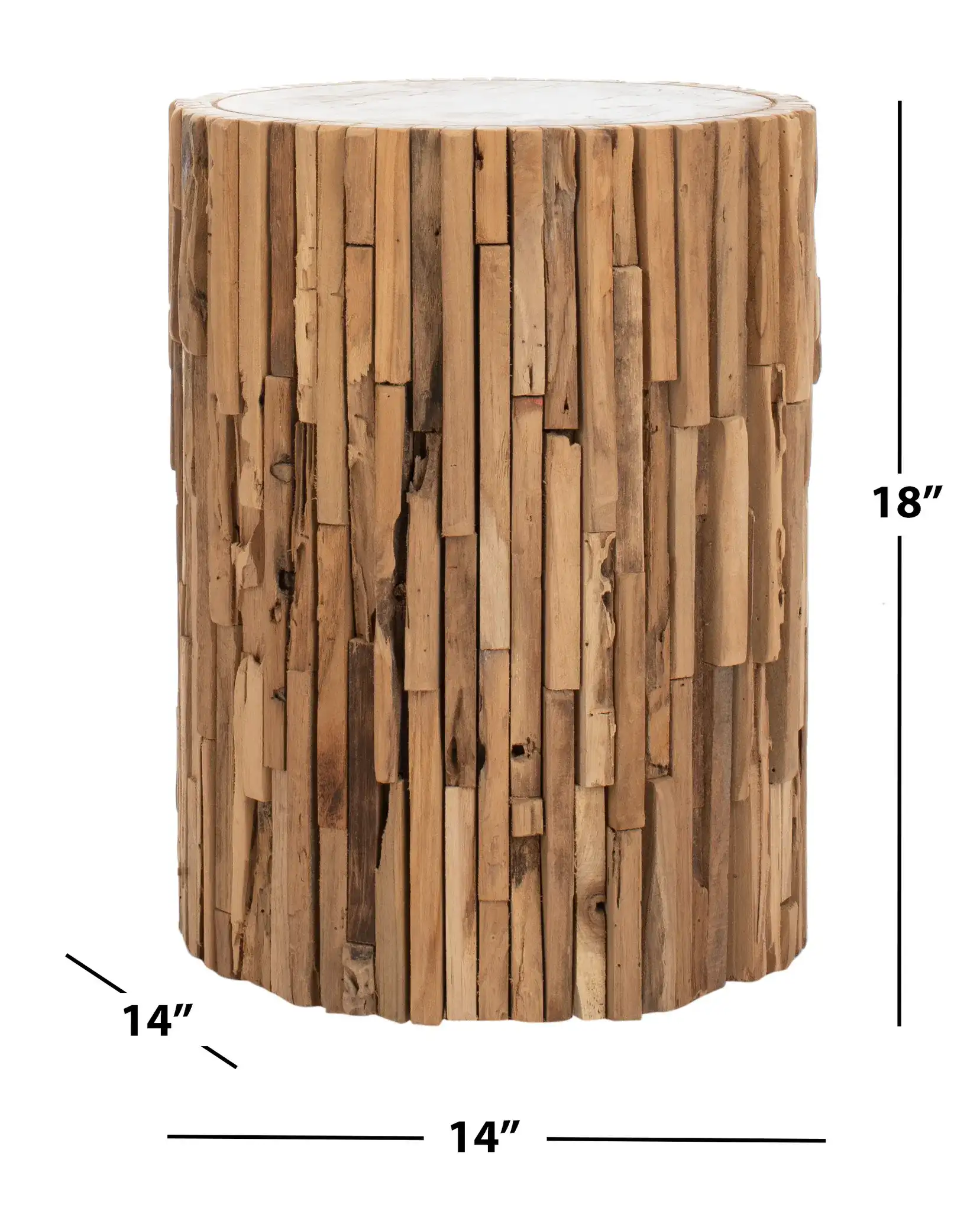 Minadoka Round Stool in Medium Oak, detail view