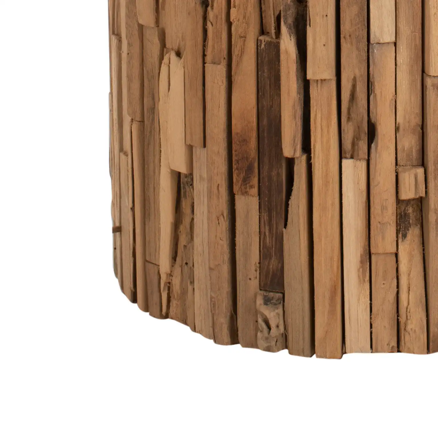 Minadoka Round Stool in Medium Oak, detail view