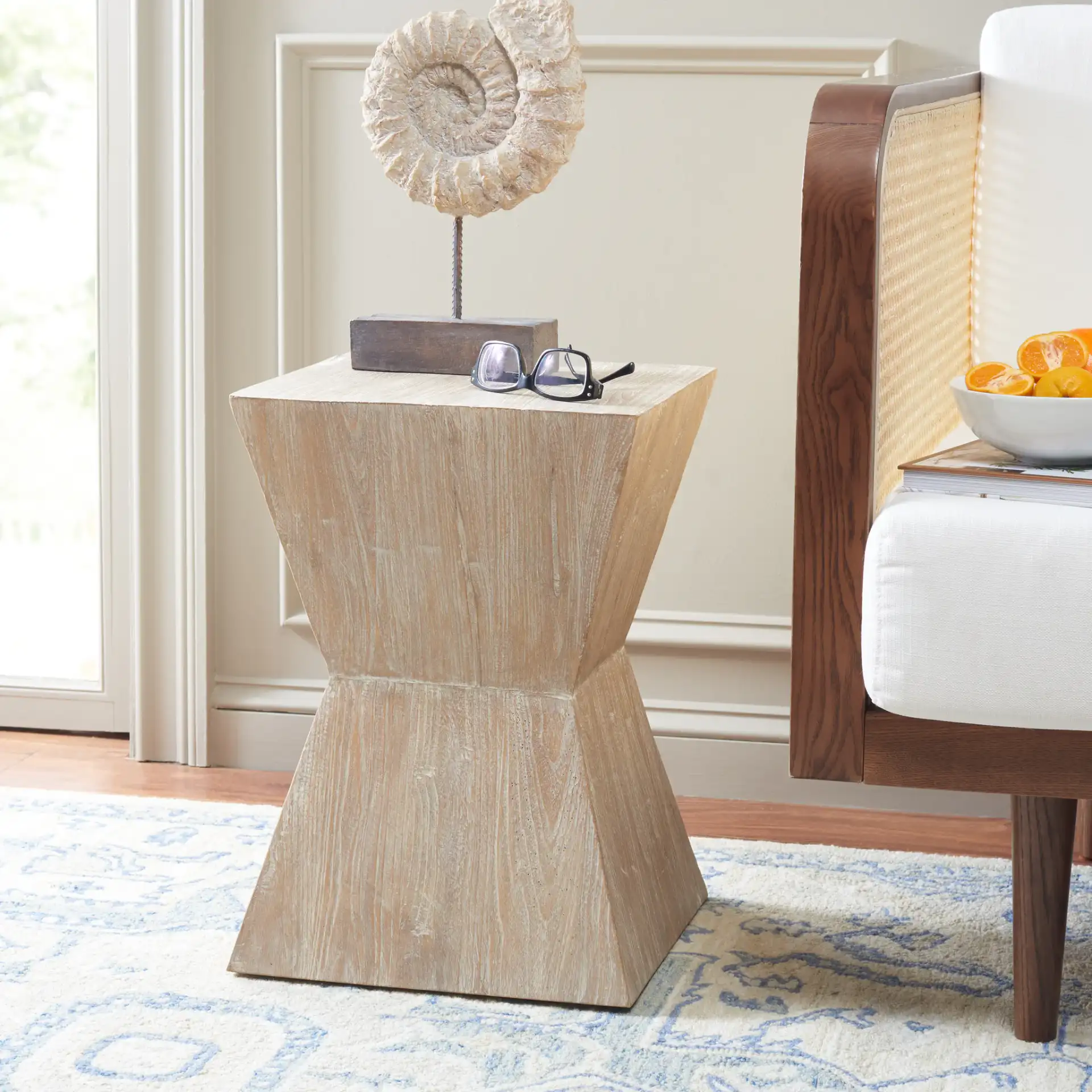 Noatak Side Table in Pickled Oak in a styled room