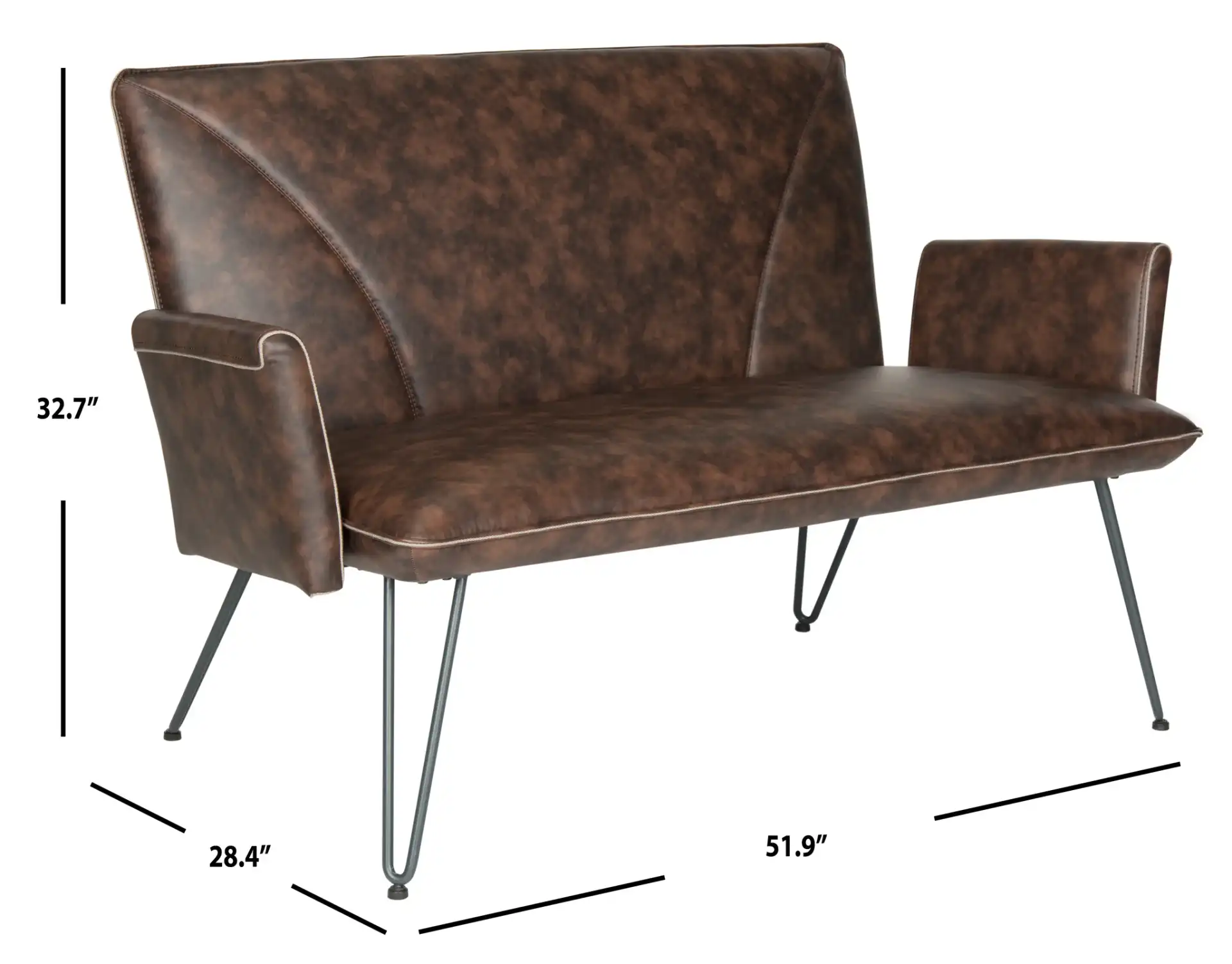 Johannes Settee in Antique Brown, detail view