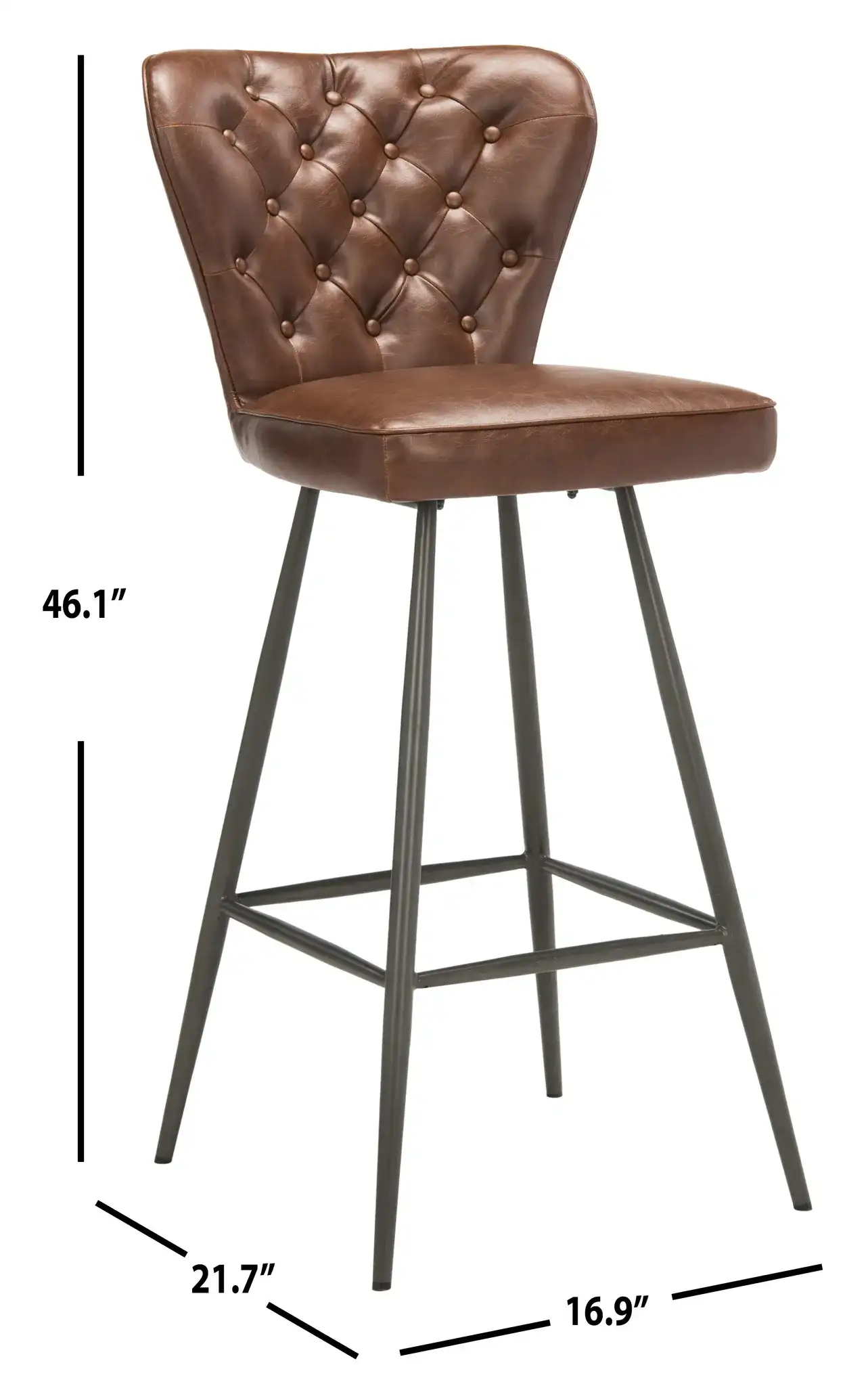 Aster Bar Stool (Set of 2) in Burgundy, detail view