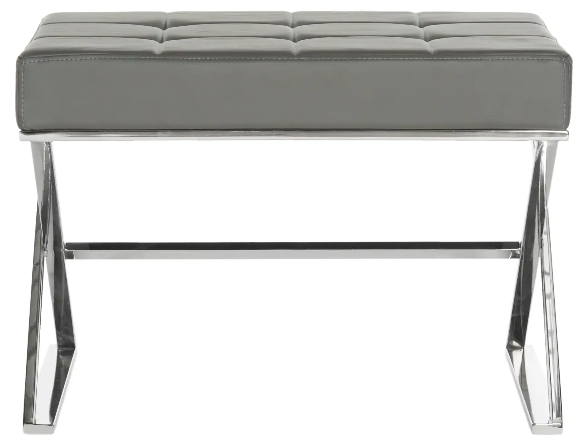 Micha Ottoman in Gray / Chrome