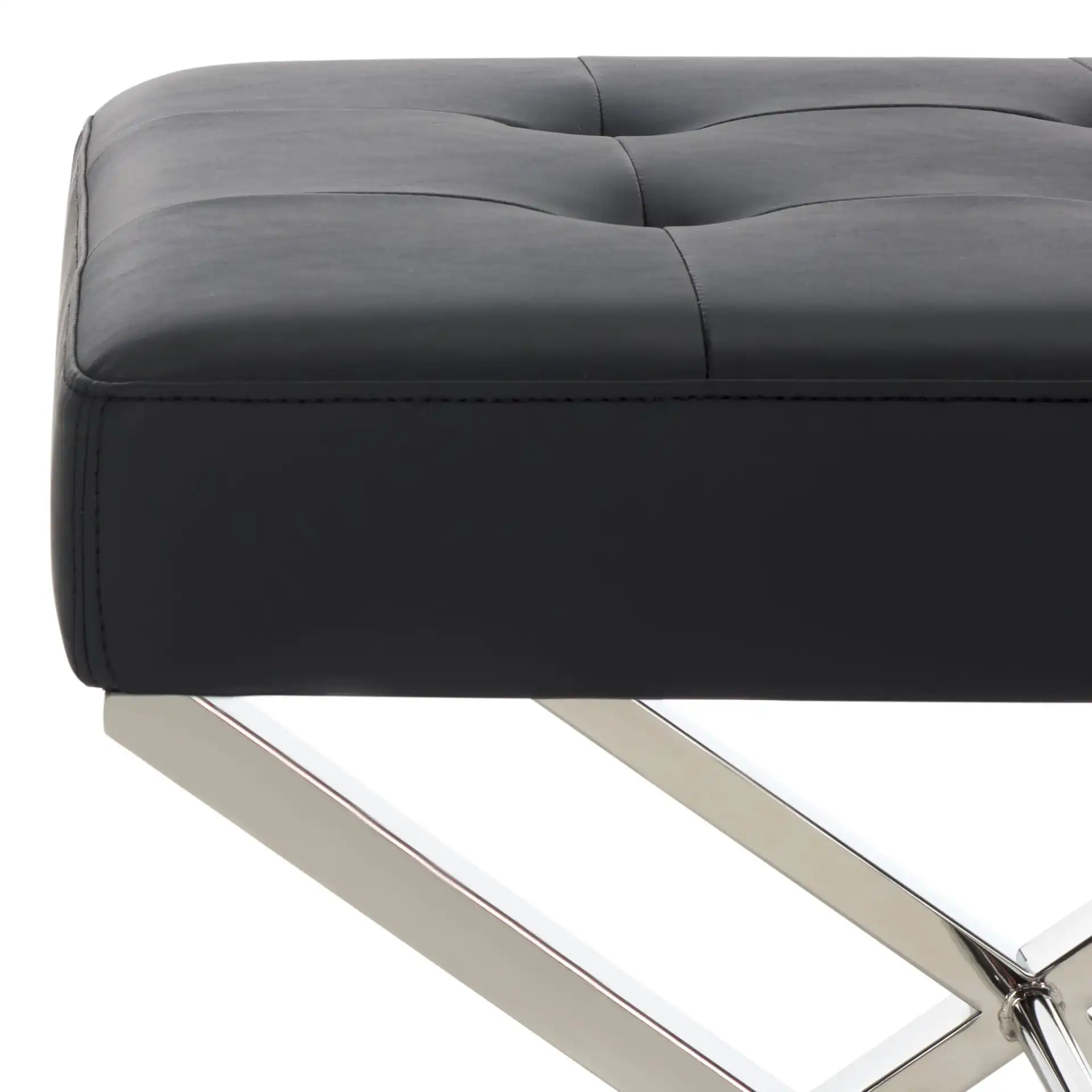 Sienna Ottoman in Black in a styled room